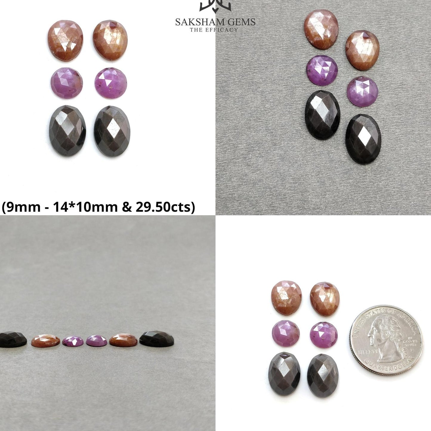 Multi Sapphire Gemstone Rose Cut : Natural Untreated Unheated Sapphire Multi Color Oval Round Egg Shape Set