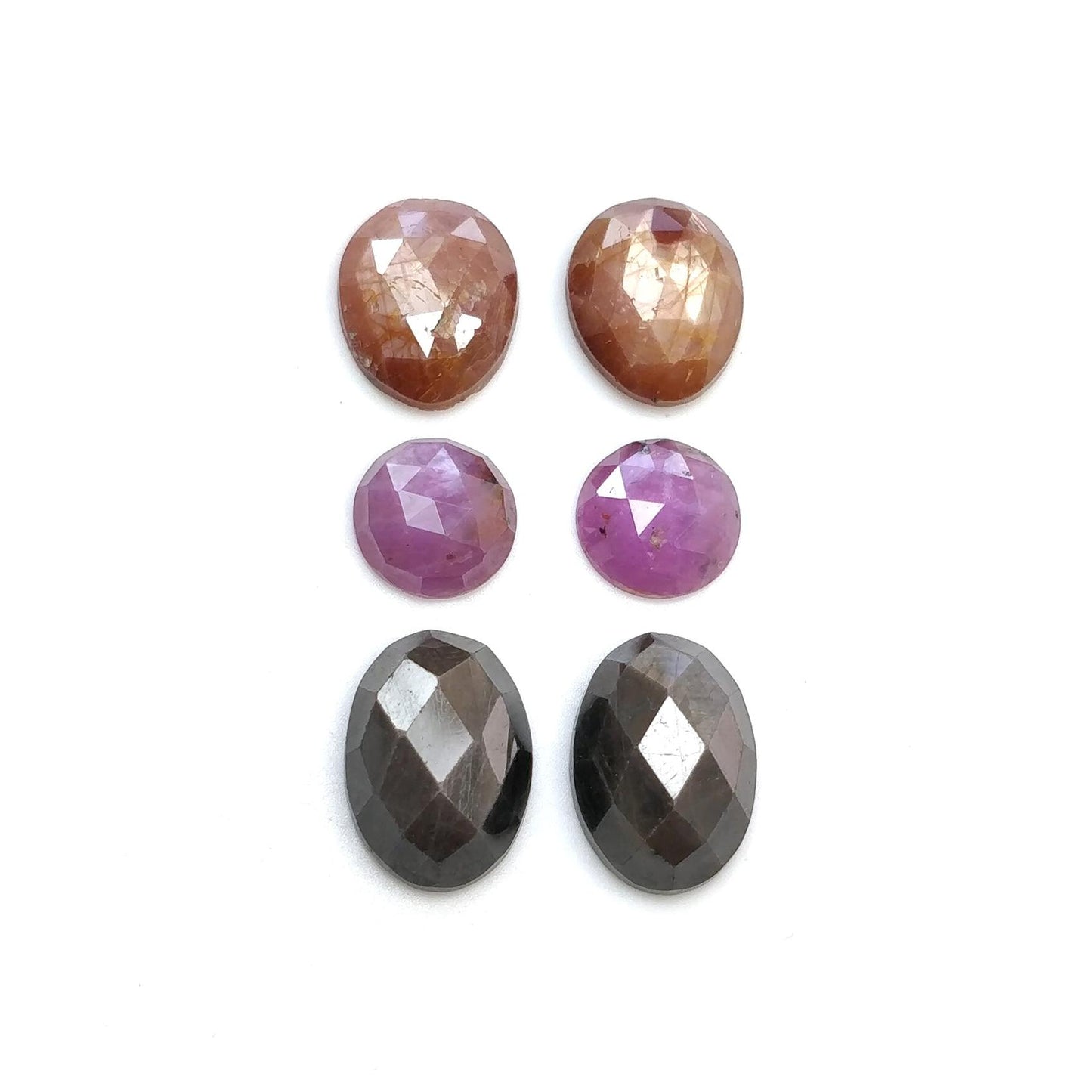 Multi Sapphire Gemstone Rose Cut : Natural Untreated Unheated Sapphire Multi Color Oval Round Egg Shape Set