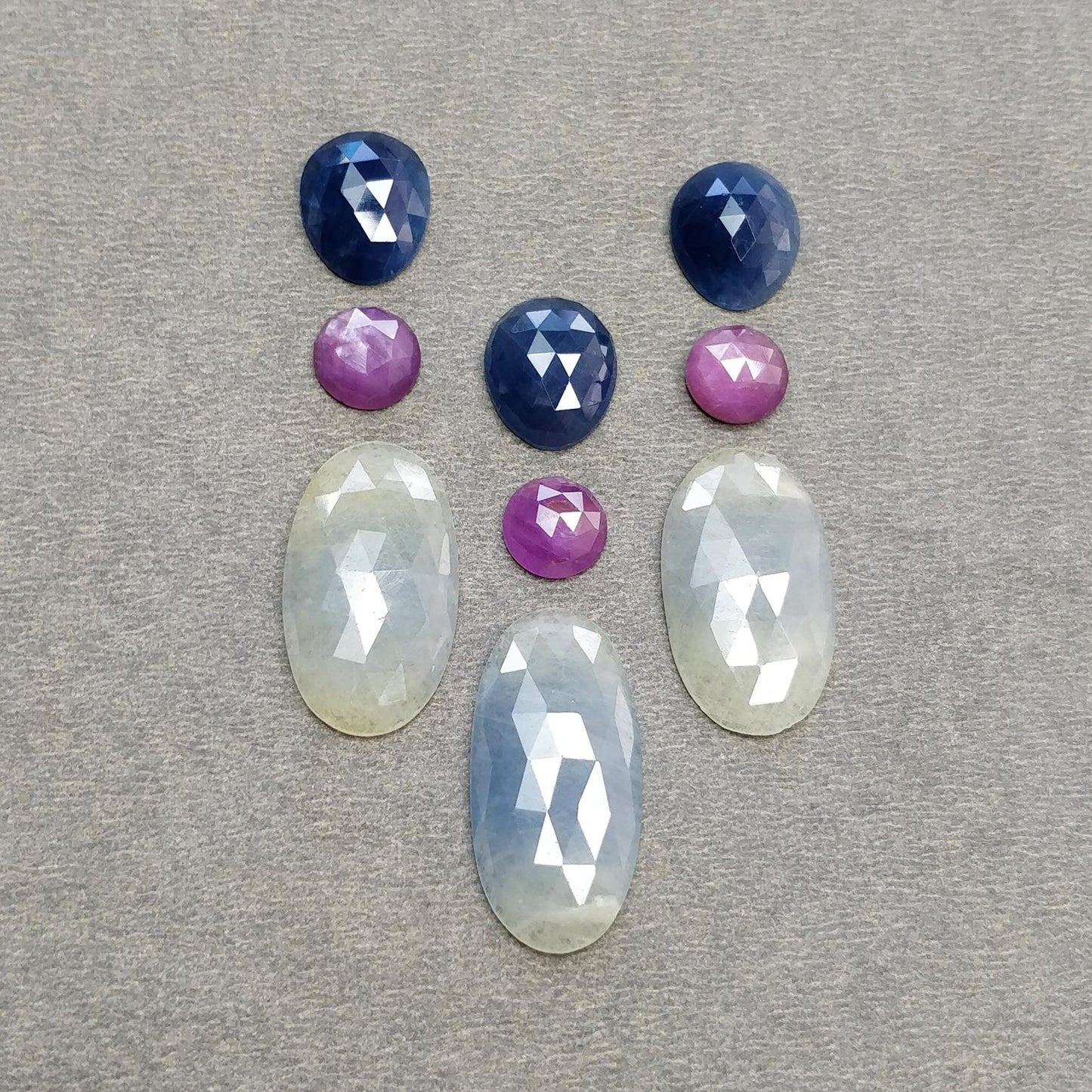 Multi Sapphire Gemstone Rose Cut : Natural Untreated Unheated Sapphire Multi Color Oval Round Egg Shape Set