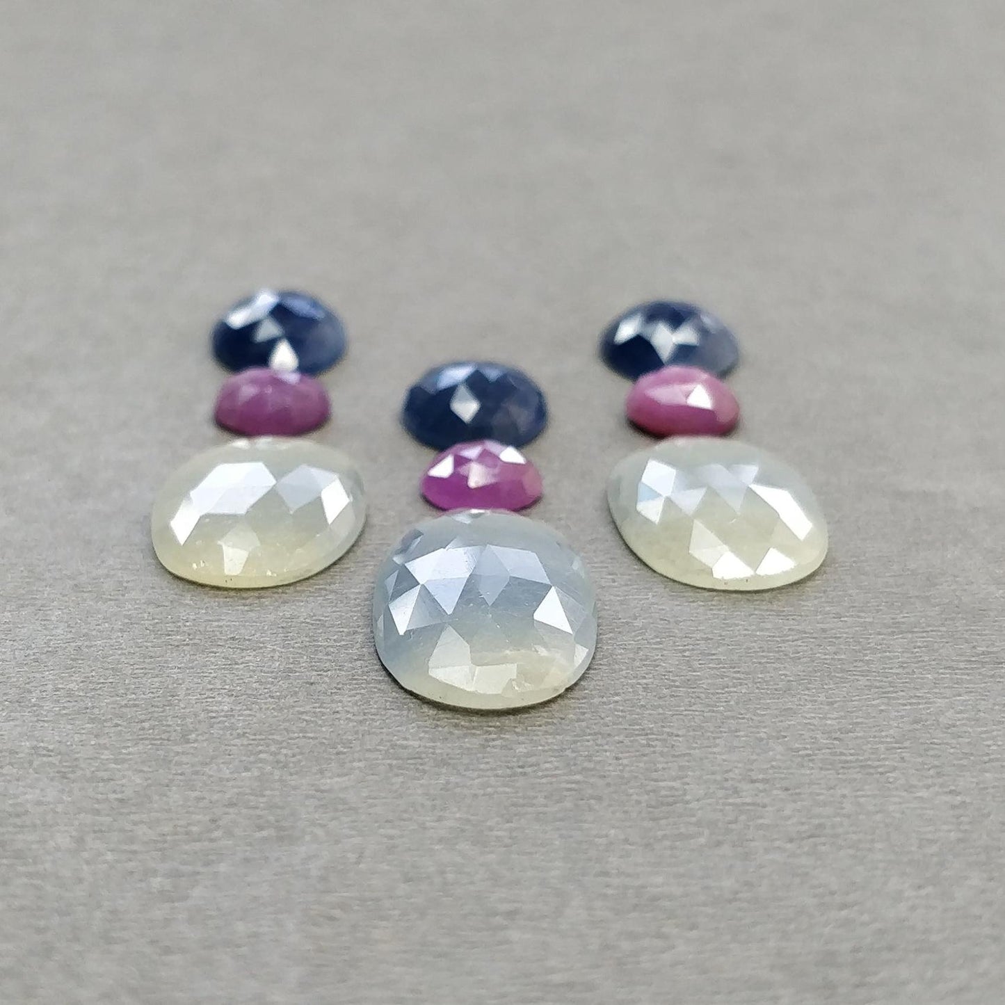 Multi Sapphire Gemstone Rose Cut : Natural Untreated Unheated Sapphire Multi Color Oval Round Egg Shape Set