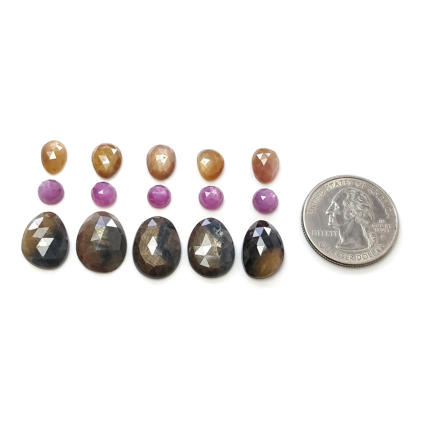 Multi Sapphire Gemstone Rose Cut : Natural Untreated Unheated Sapphire Multi Color Round & Egg Shape 15pcs Set