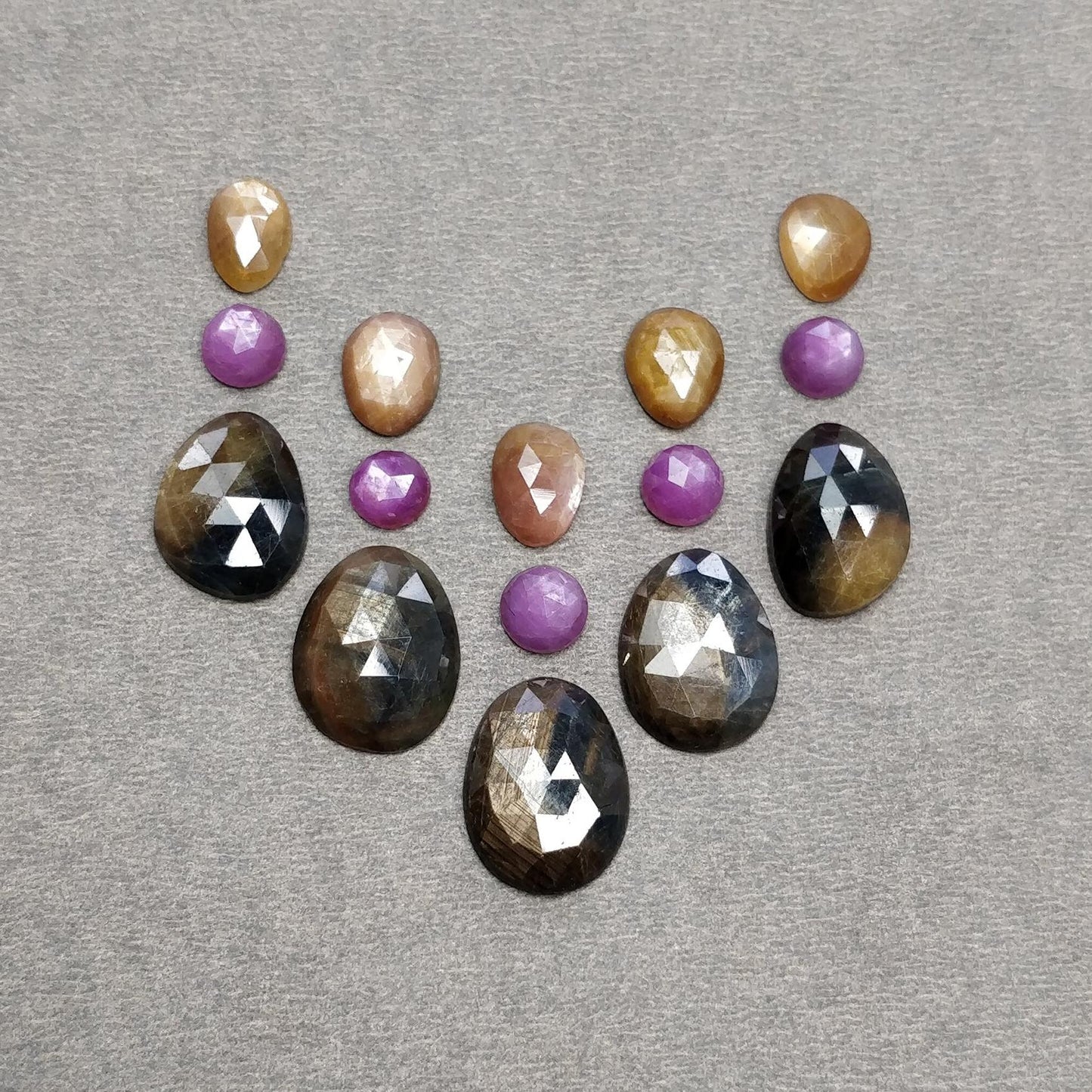 Multi Sapphire Gemstone Rose Cut : Natural Untreated Unheated Sapphire Multi Color Round & Egg Shape 15pcs Set