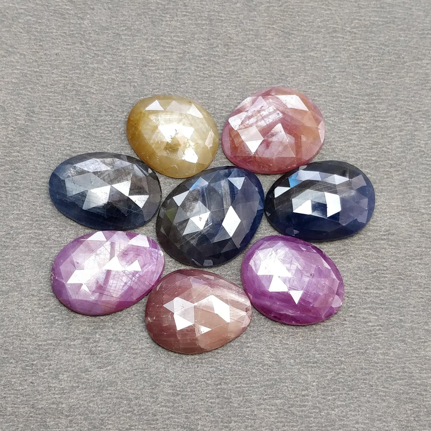 Multi Sapphire Gemstone Rose Cut : Natural Untreated Unheated Sapphire Multi Color Egg Shape Lot