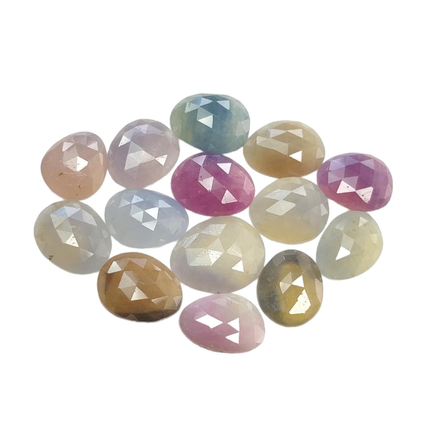 Multi Sapphire Gemstone Rose Cut : Natural Untreated Unheated Sapphire Multi Color Egg Shape Lot