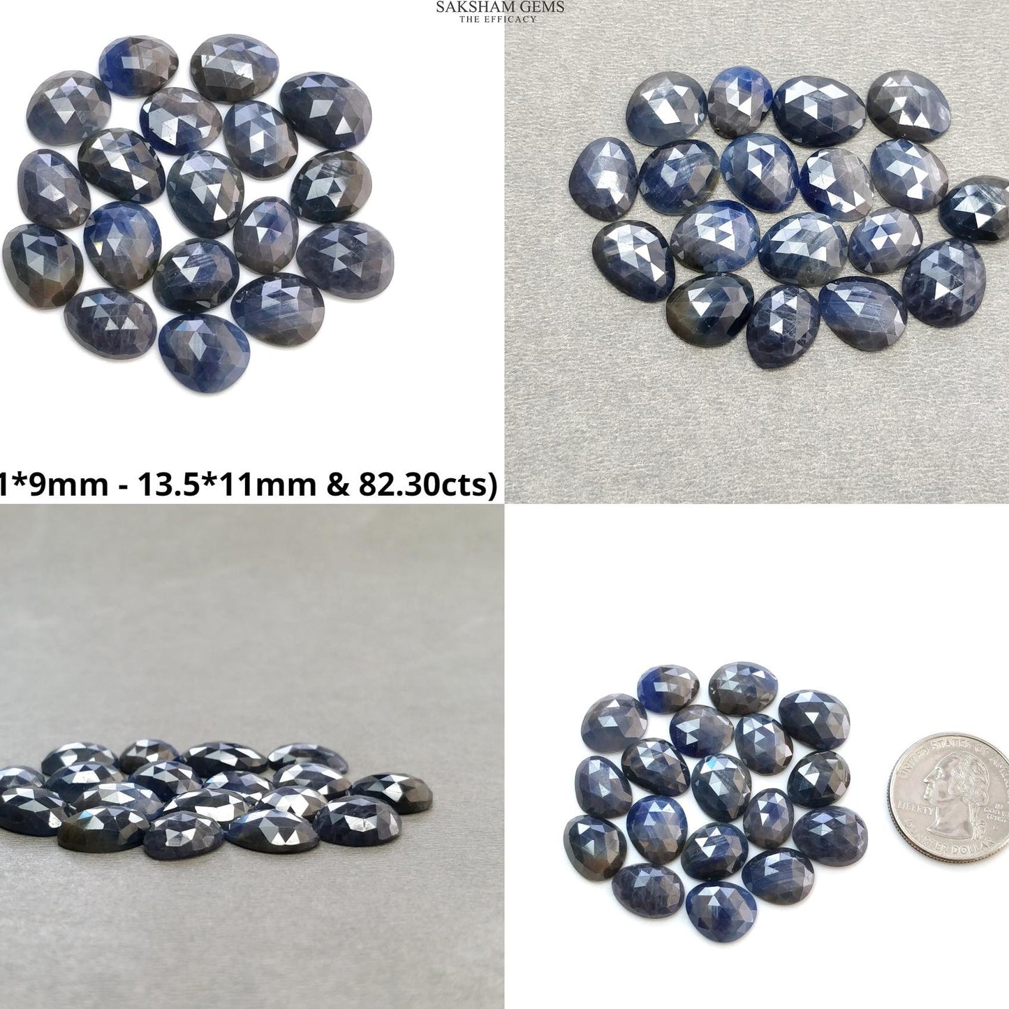 Blue & Multi Sapphire Gemstone Rose Cut : Natural Untreated Unheated Sapphire Multi Color Egg Shape Lots