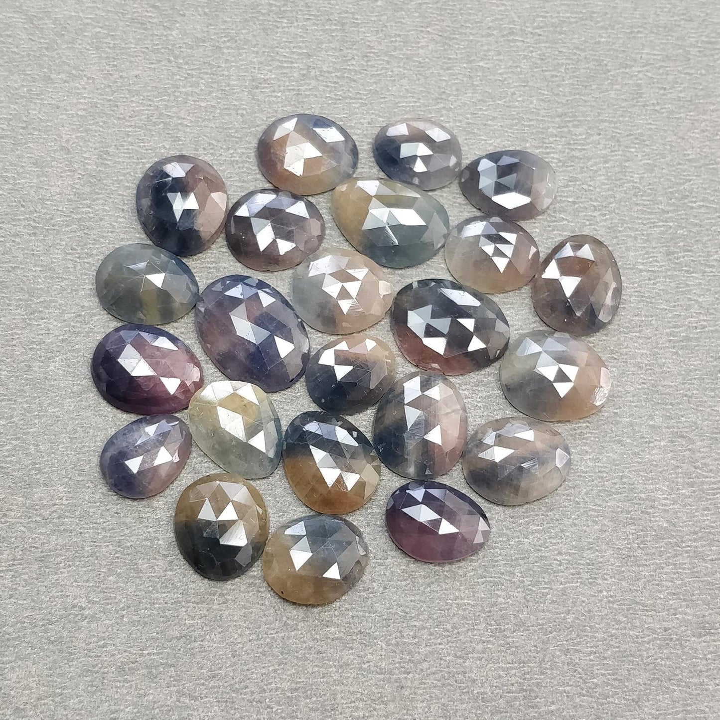 Blue & Multi Sapphire Gemstone Rose Cut : Natural Untreated Unheated Sapphire Multi Color Egg Shape Lots