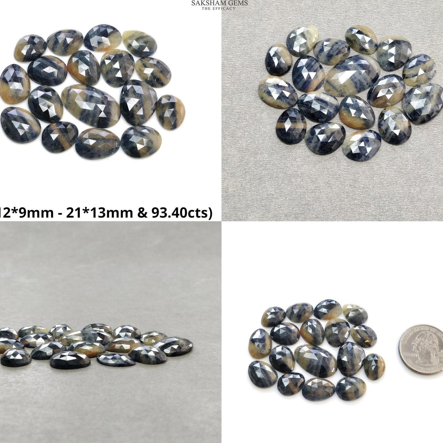 Multi Sapphire Gemstone Rose Cut : Natural Untreated Unheated Sapphire Multi Color Egg Shape Lots