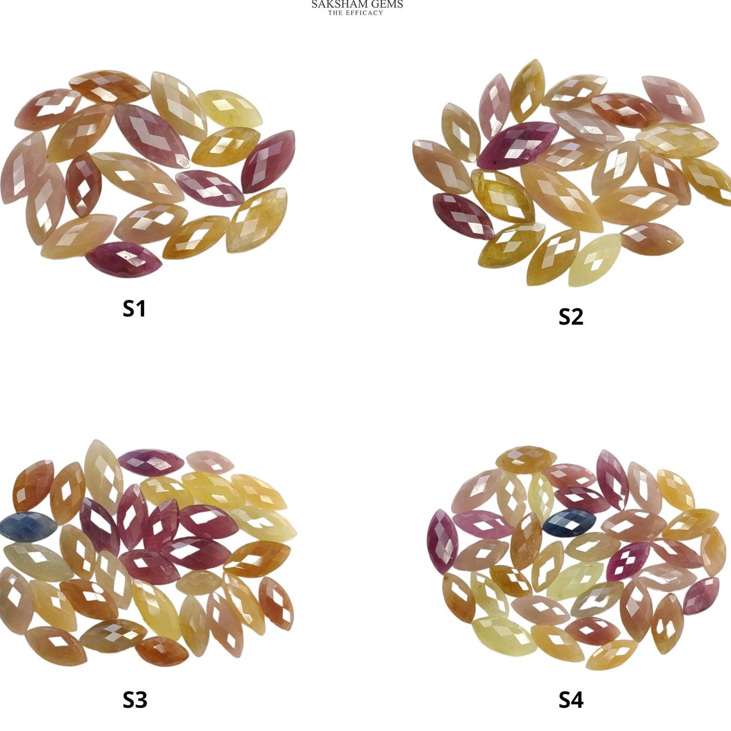 Multi Sapphire Gemstone Checker Cut : Natural Untreated Unheated Sapphire Briolette Bi-Color Marquise Shape Lot