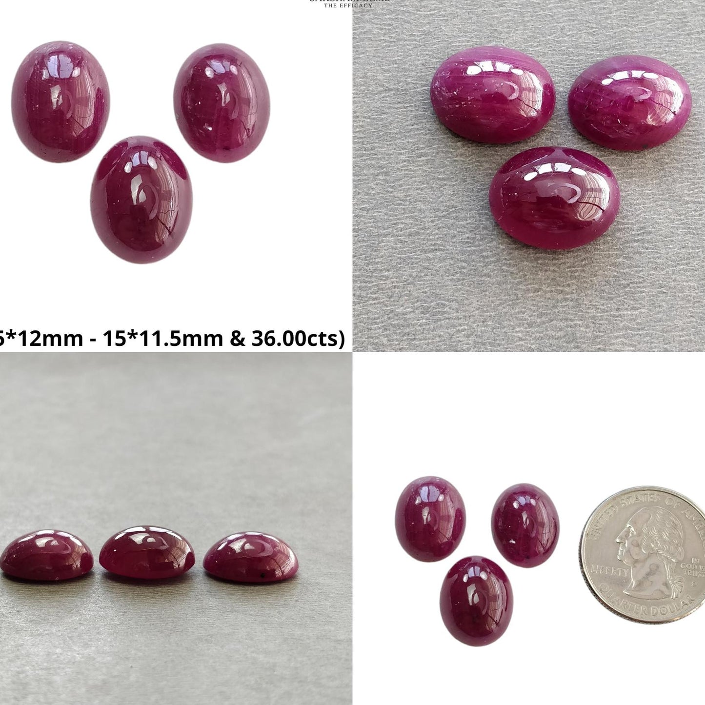 Ruby Gemstone Cabochon : Natural Untreated Unheated Red Ruby Oval Shape 3pcs Set