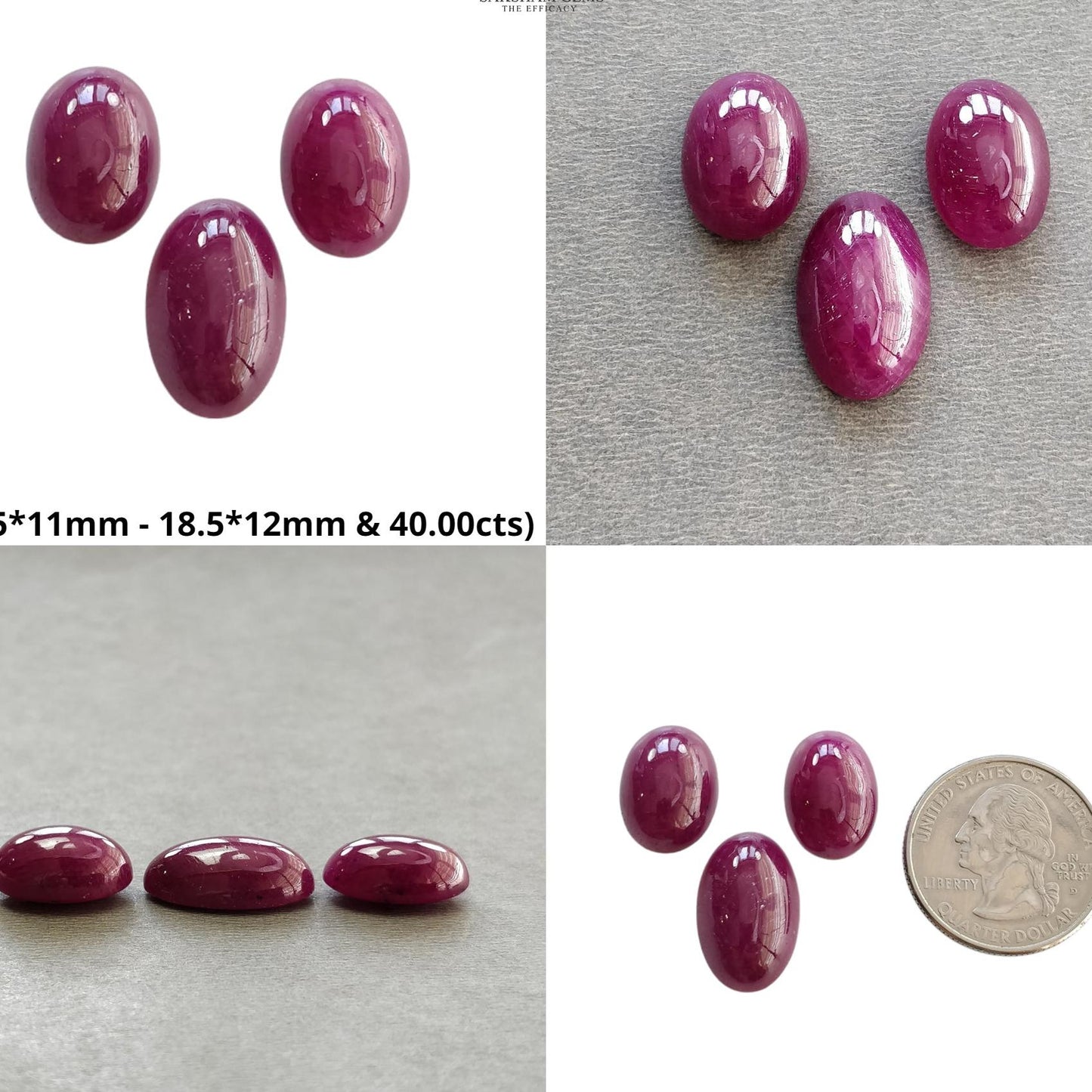 Ruby Gemstone Cabochon : Natural Untreated Unheated Red Ruby Oval Shape 3pcs Set