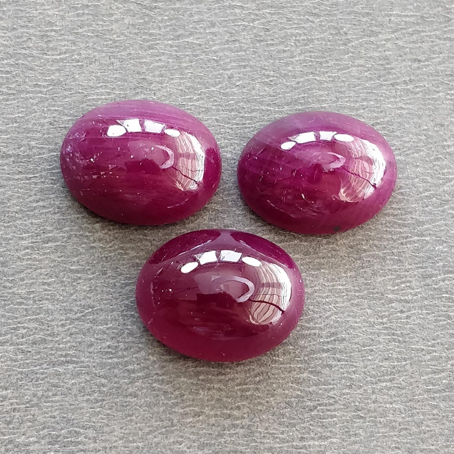 Ruby Gemstone Cabochon : Natural Untreated Unheated Red Ruby Oval Shape 3pcs Set