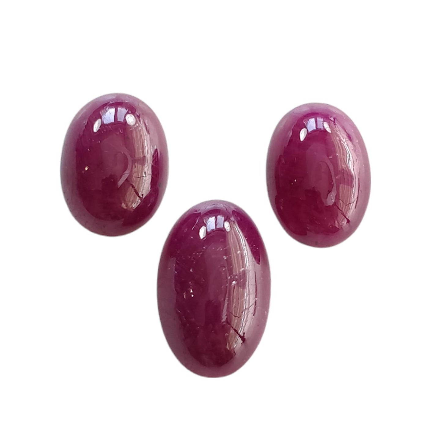 Ruby Gemstone Cabochon : Natural Untreated Unheated Red Ruby Oval Shape 3pcs Set