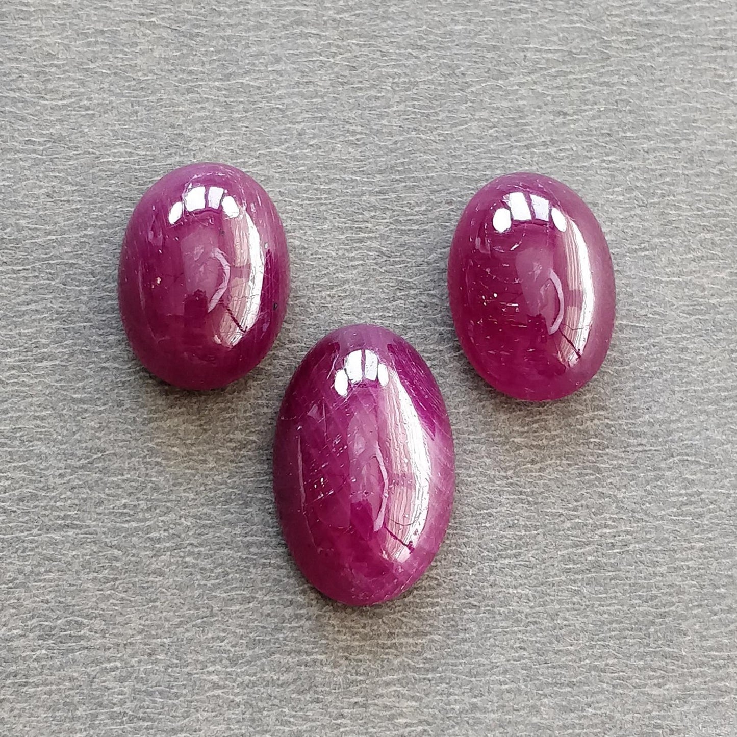 Ruby Gemstone Cabochon : Natural Untreated Unheated Red Ruby Oval Shape 3pcs Set