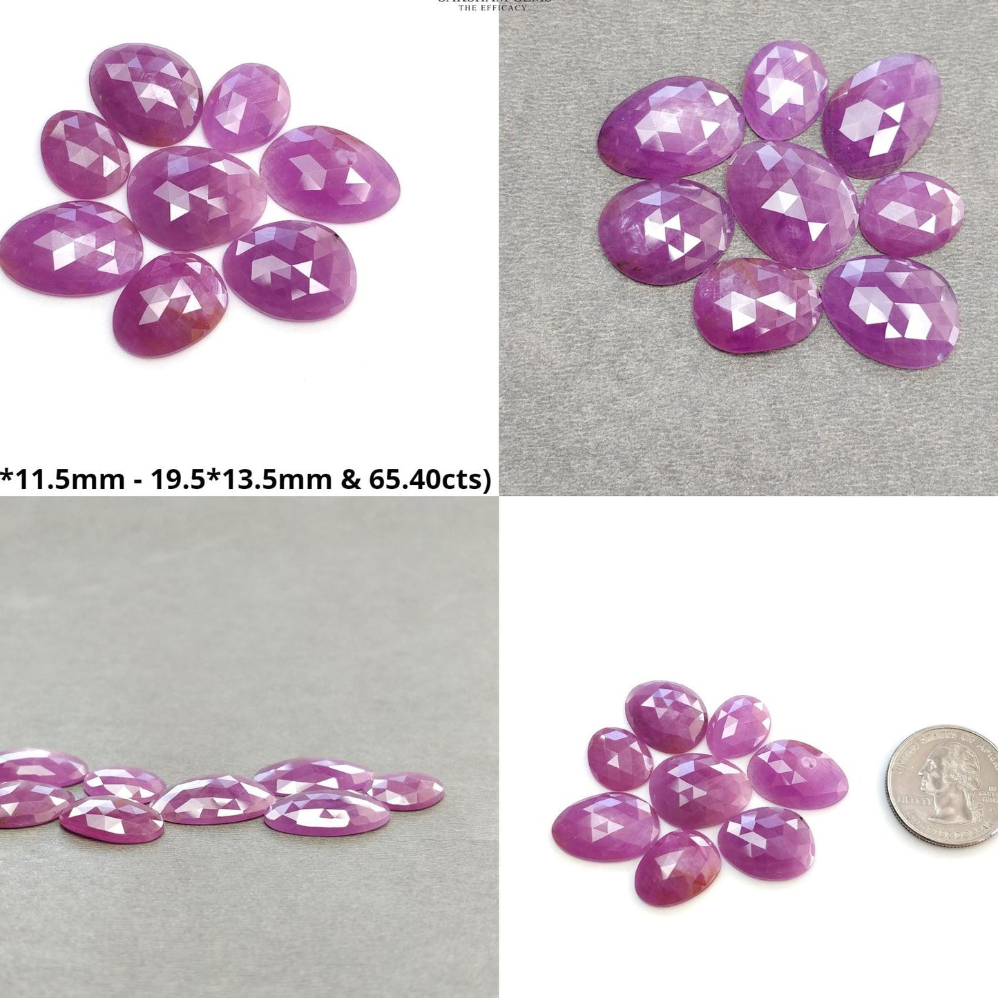 RUBY Gemstone Rose Cut : Natural Untreated Unheated Raspberry Purple Pink Ruby Egg Shape Set