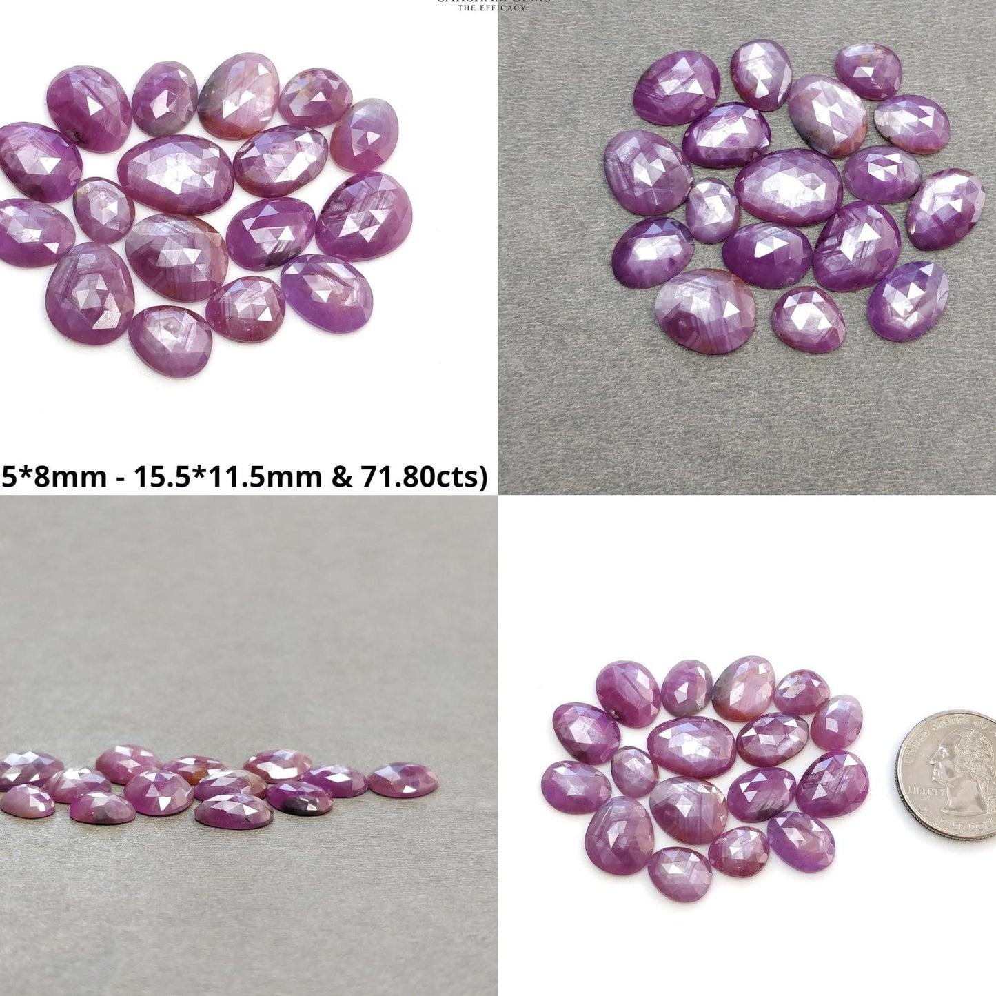 RUBY Gemstone Rose Cut : Natural Untreated Unheated Raspberry Pink Ruby Egg Shape Set