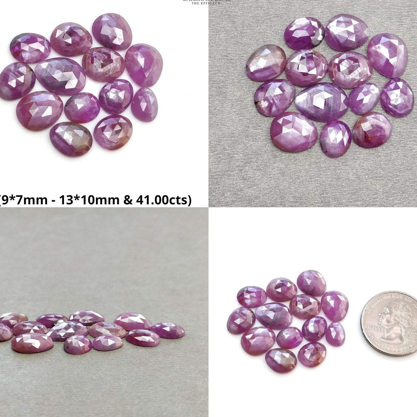RUBY Gemstone Rose Cut : Natural Untreated Unheated Raspberry Pink Ruby Egg Shape Set