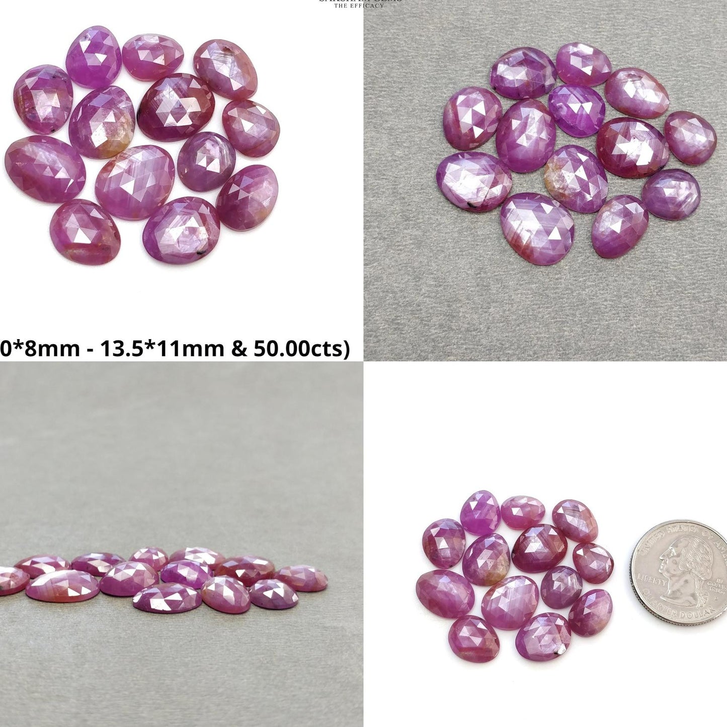 RUBY Gemstone Rose Cut : Natural Untreated Unheated Raspberry Pink Ruby Egg Shape Lot