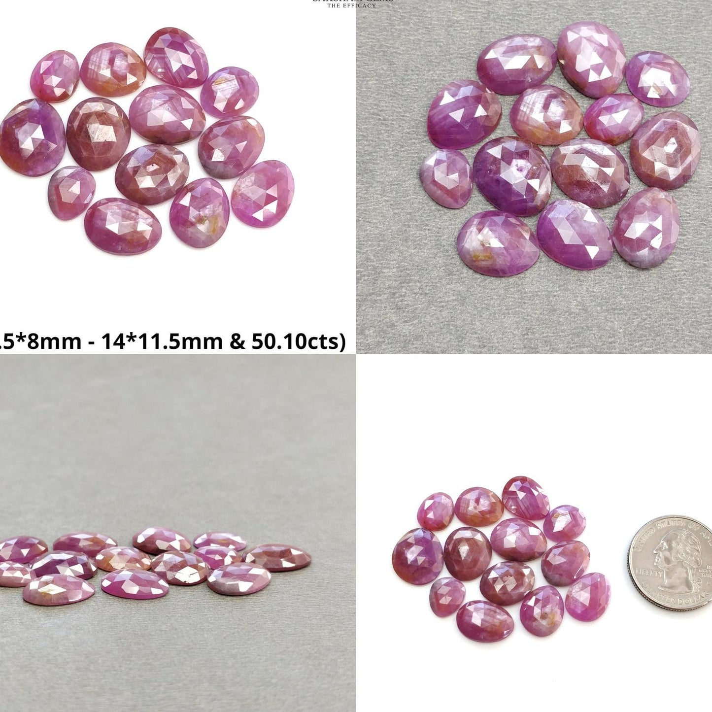 RUBY Gemstone Rose Cut : Natural Untreated Unheated Raspberry Pink Ruby Egg Shape Lot