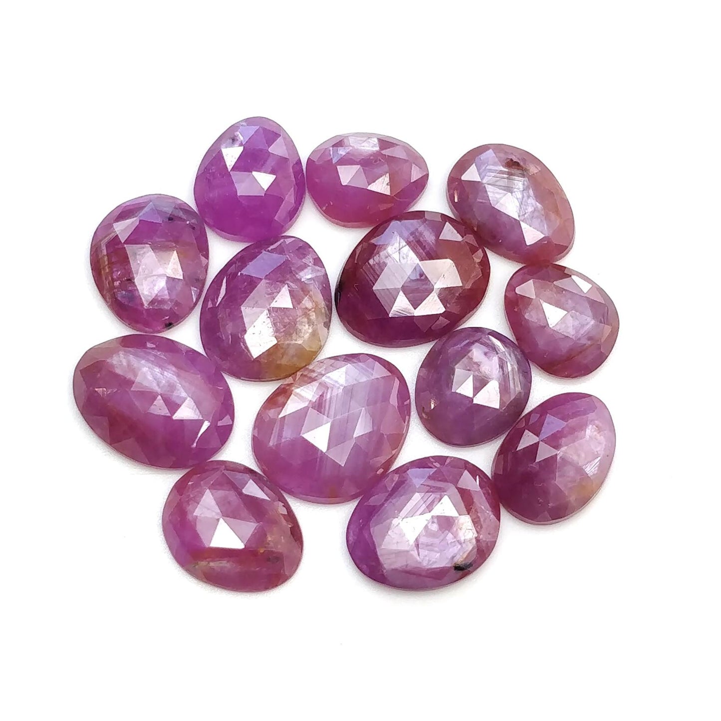 RUBY Gemstone Rose Cut : Natural Untreated Unheated Raspberry Pink Ruby Egg Shape Lot