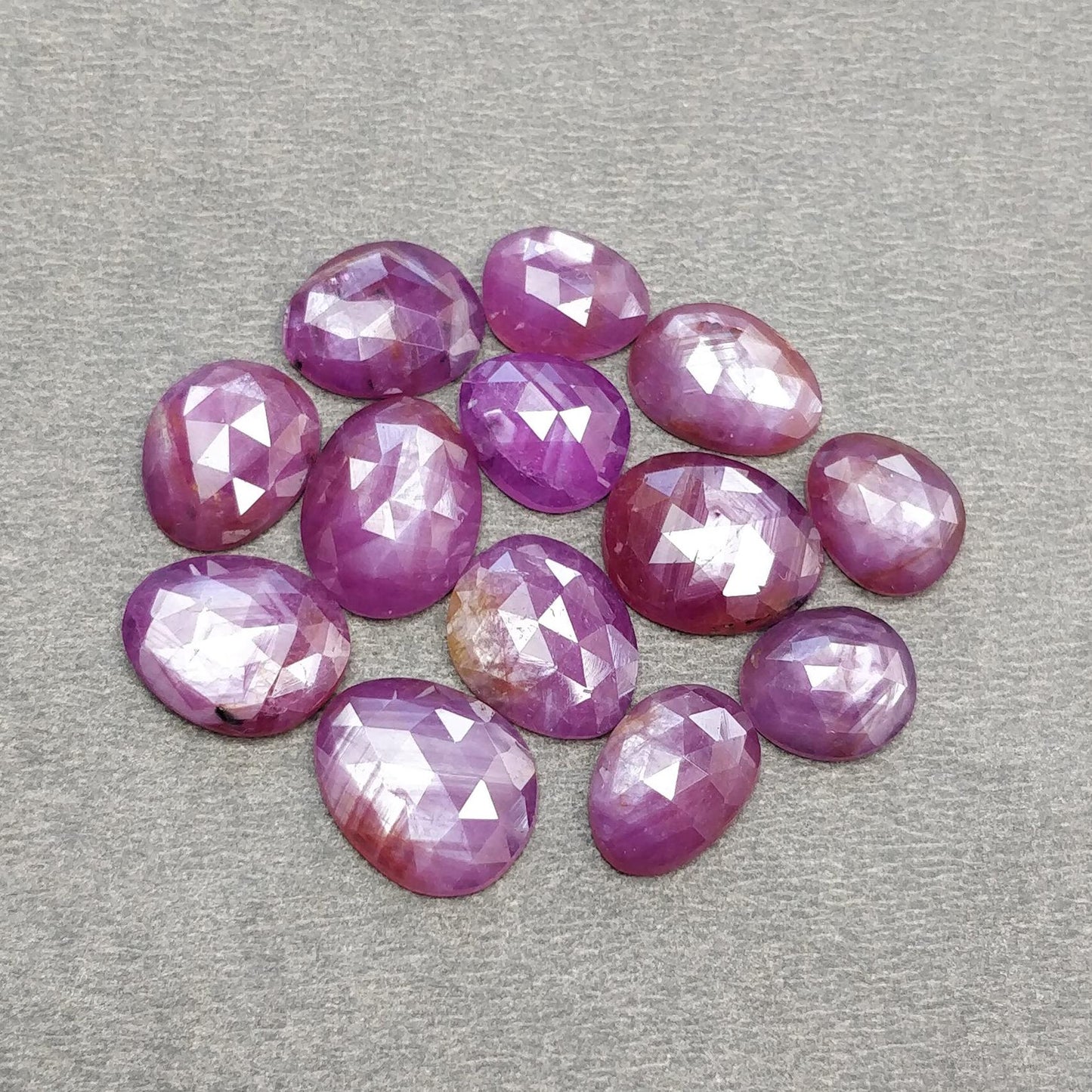 RUBY Gemstone Rose Cut : Natural Untreated Unheated Raspberry Pink Ruby Egg Shape Lot