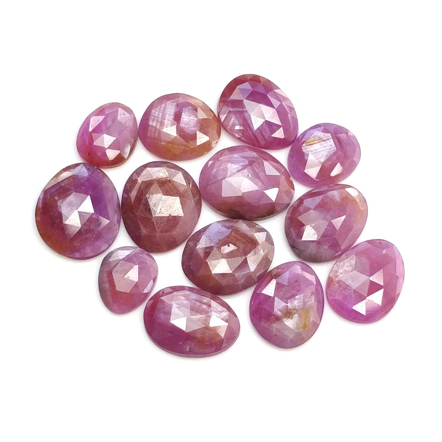 RUBY Gemstone Rose Cut : Natural Untreated Unheated Raspberry Pink Ruby Egg Shape Lot