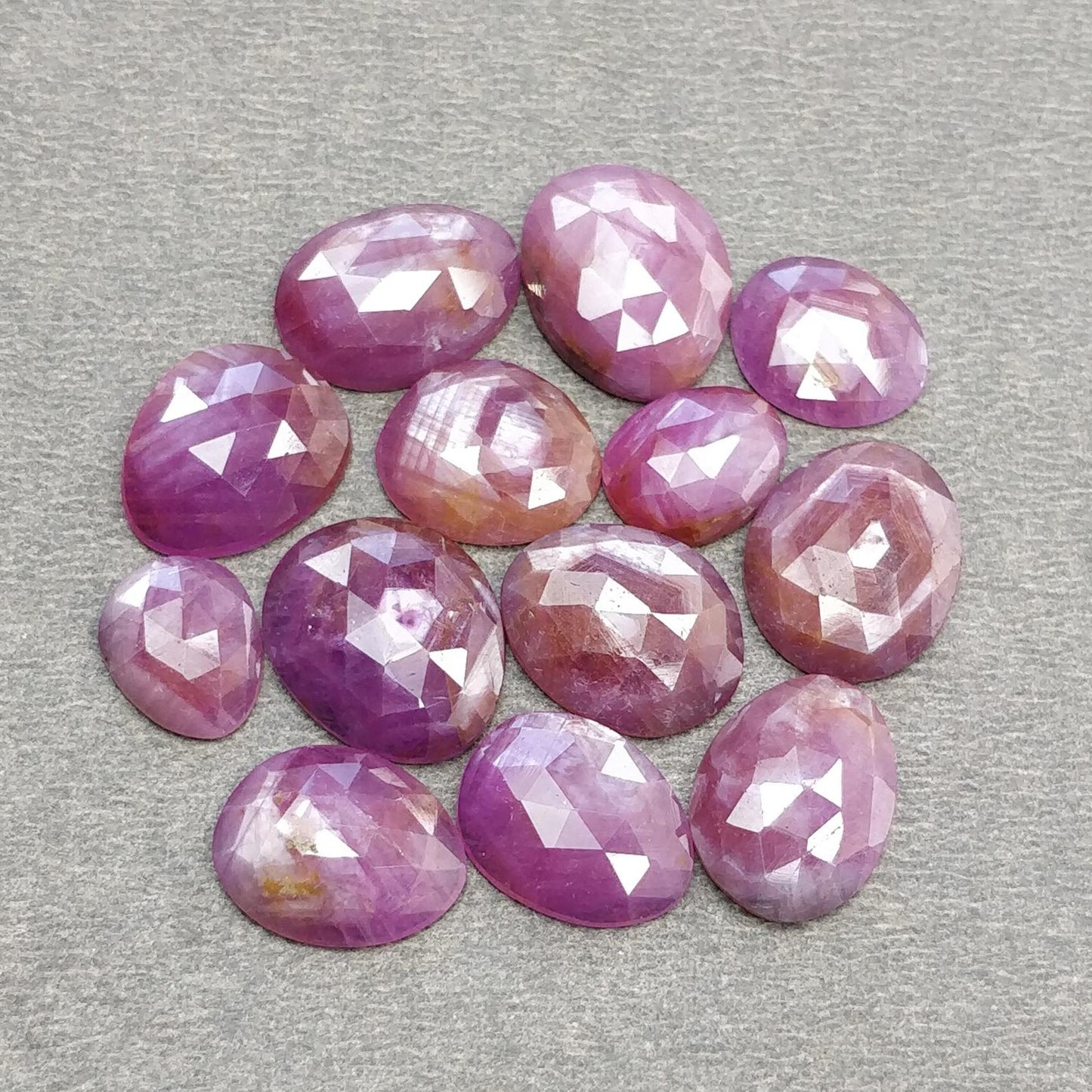 RUBY Gemstone Rose Cut : Natural Untreated Unheated Raspberry Pink Ruby Egg Shape Lot