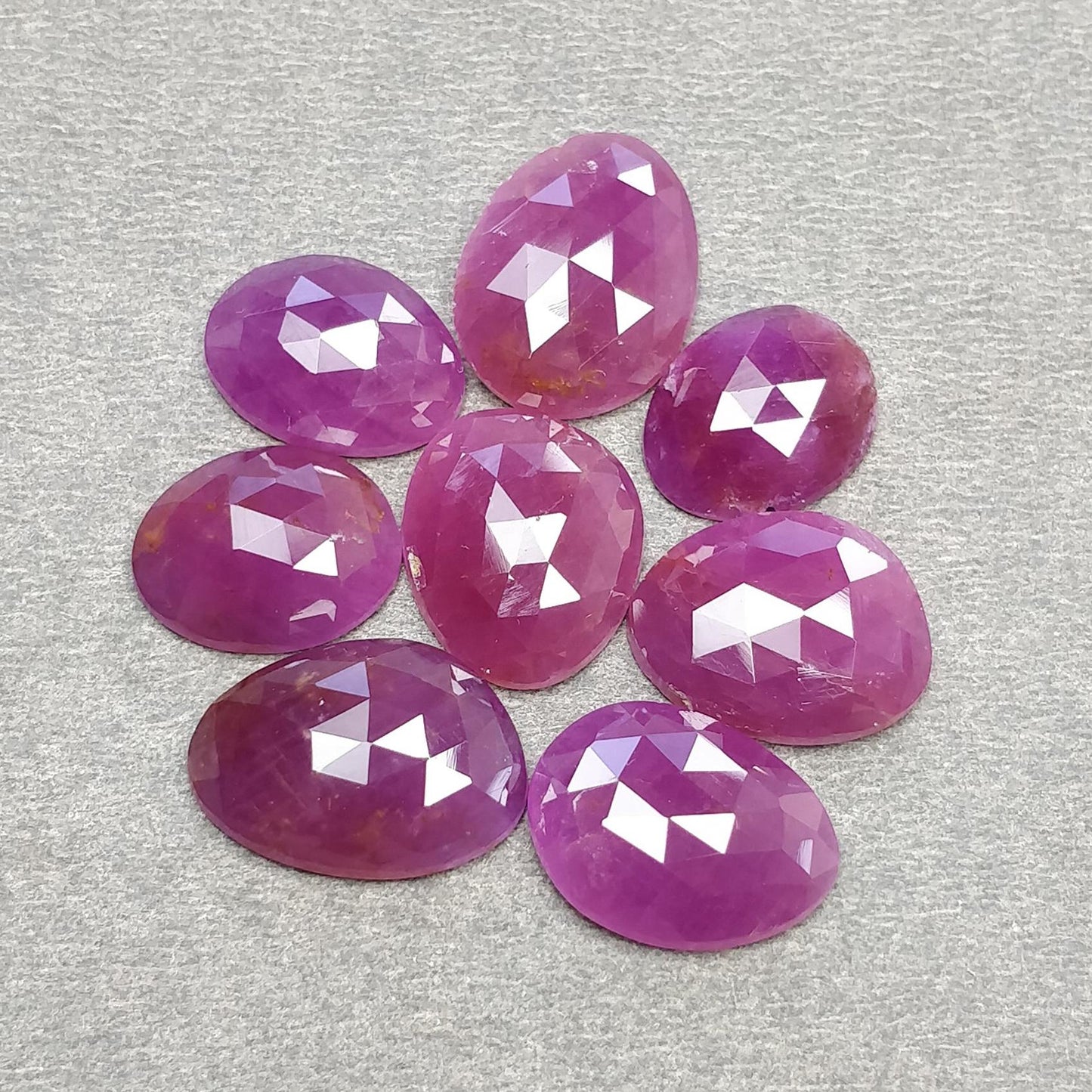 RUBY Gemstone Rose Cut : 63.30cts Natural Untreated Unheated Raspberry Ruby Egg Shape 13*10.5mm - 17*12mm 8pcs Lot