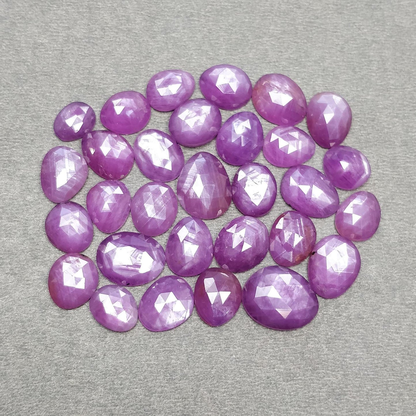 RUBY Gemstone Rose Cut : 101.40cts Natural Untreated Unheated Raspberry Ruby Egg Shape 8*7mm - 14*12mm 30pcs Lot