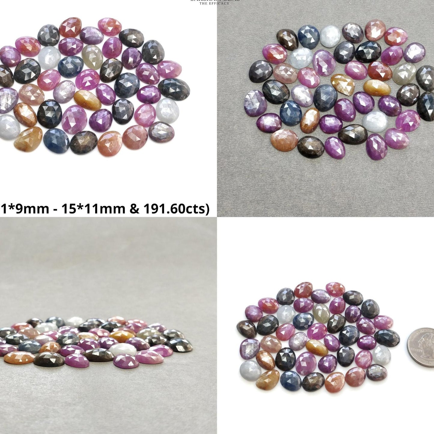 Multi Sapphire Gemstone Rose Cut : Natural Untreated Unheated Sapphire Multi Color Egg Shape Lot
