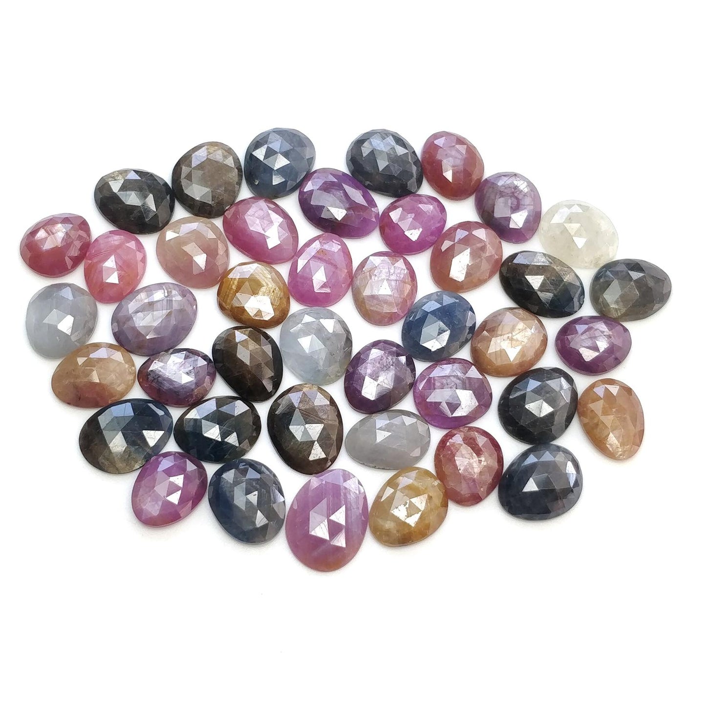 Multi Sapphire Gemstone Rose Cut : Natural Untreated Unheated Sapphire Multi Color Egg Shape Lot
