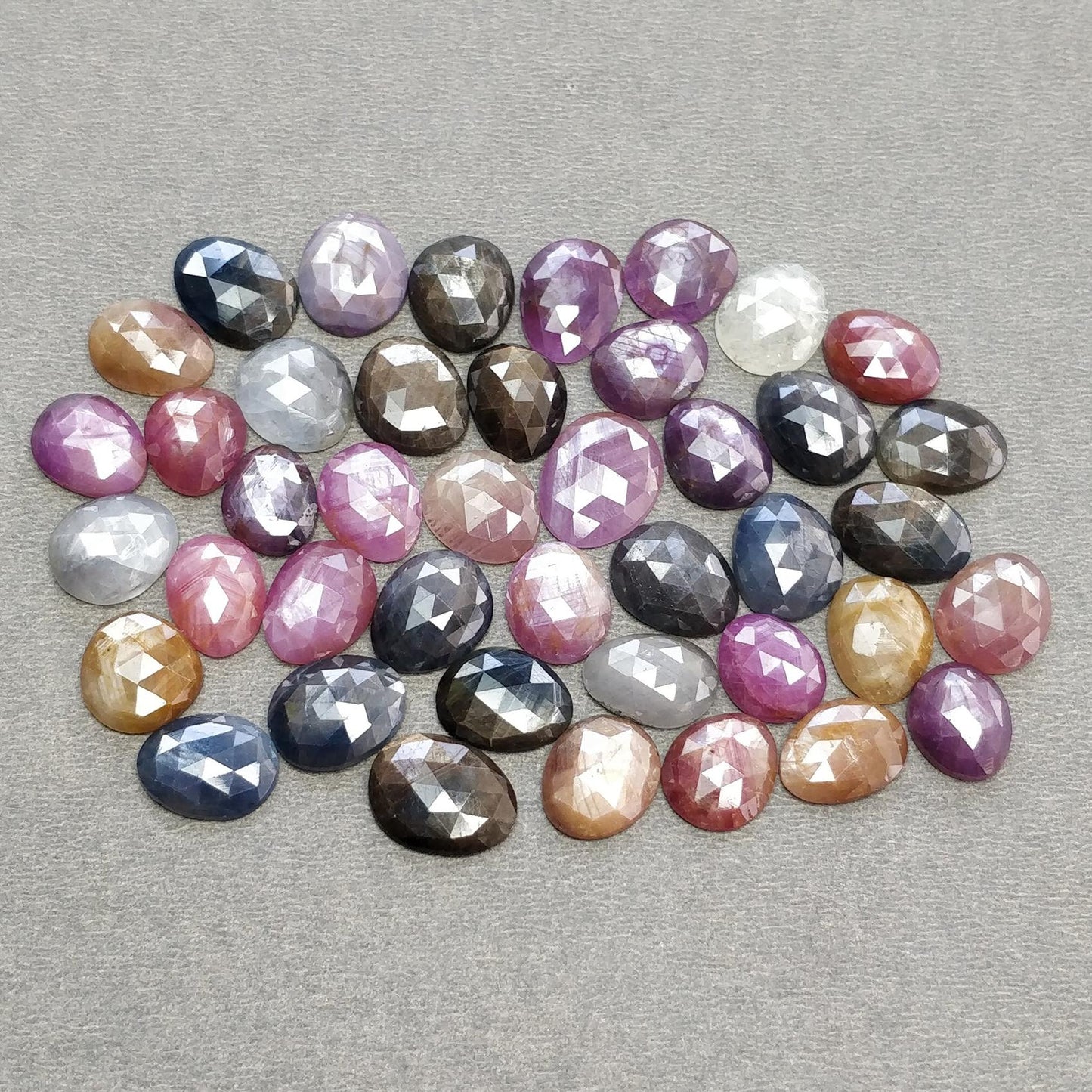 Multi Sapphire Gemstone Rose Cut : Natural Untreated Unheated Sapphire Multi Color Egg Shape Lot