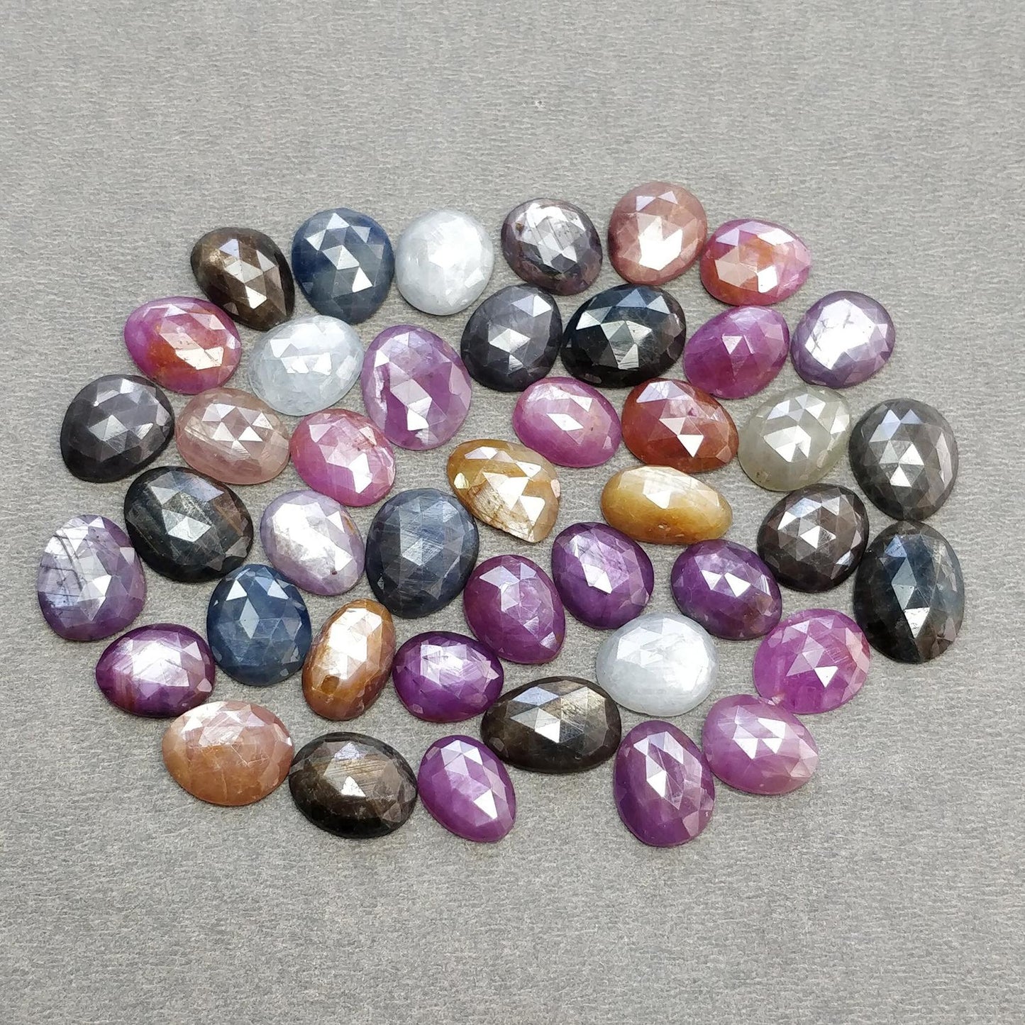 Multi Sapphire Gemstone Rose Cut : Natural Untreated Unheated Sapphire Multi Color Egg Shape Lot