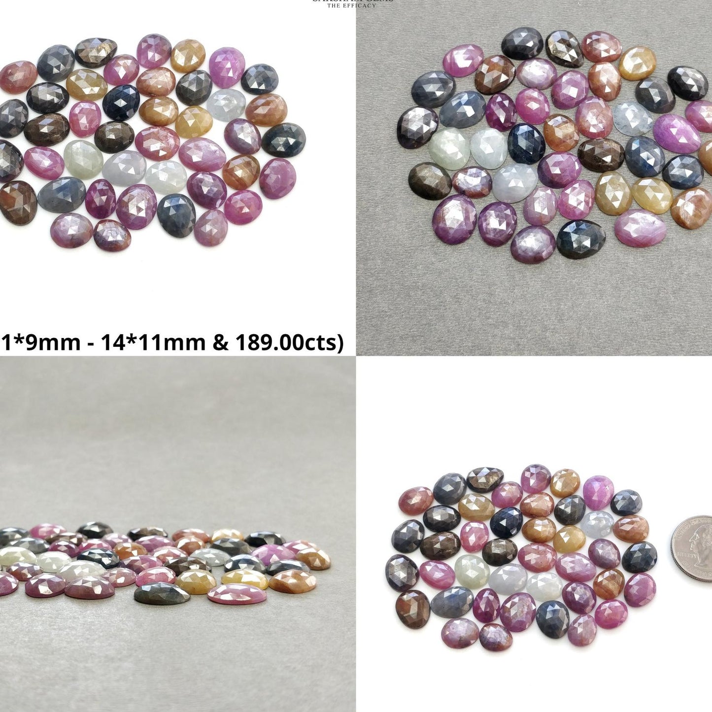 Multi Sapphire Gemstone Rose Cut : Natural Untreated Unheated Sapphire Multi Color Egg Shape Lot