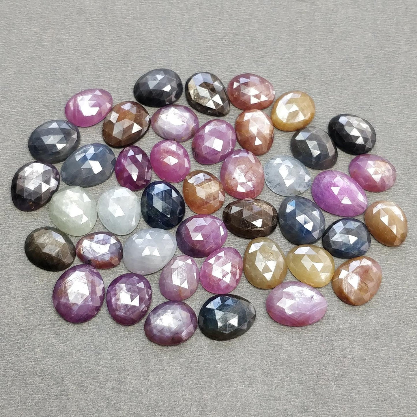 Multi Sapphire Gemstone Rose Cut : Natural Untreated Unheated Sapphire Multi Color Egg Shape Lot