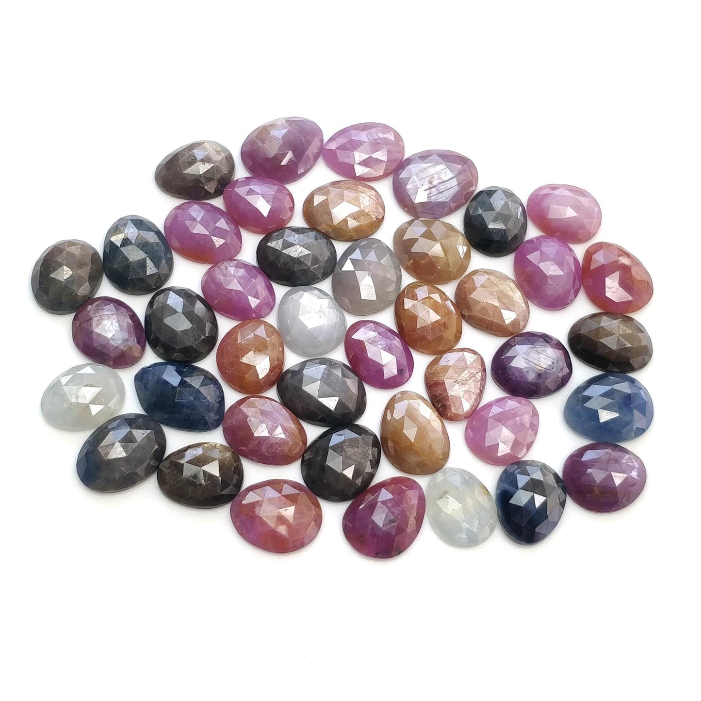 Multi Sapphire Gemstone Rose Cut : Natural Untreated Unheated Sapphire Multi Color Egg Shape Lot