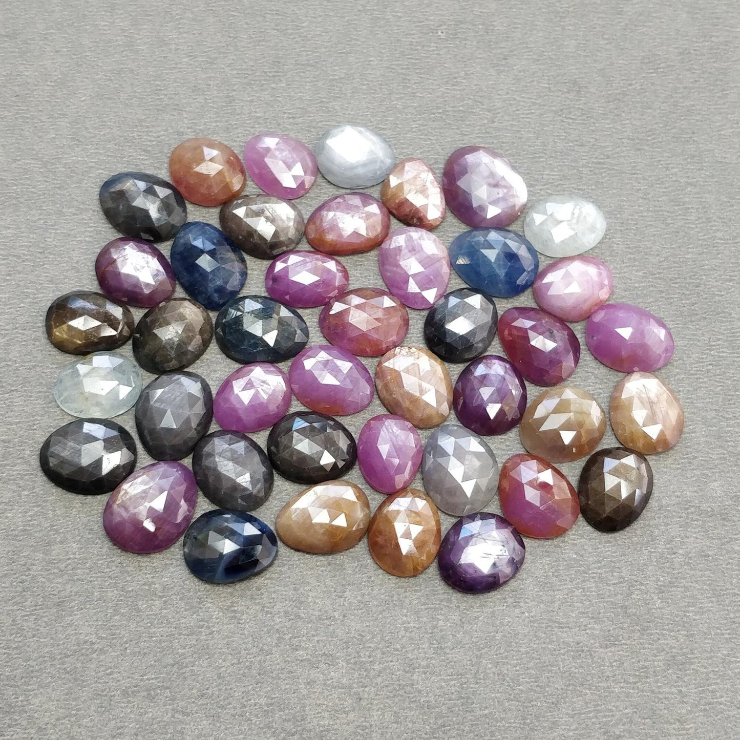 Multi Sapphire Gemstone Rose Cut : Natural Untreated Unheated Sapphire Multi Color Egg Shape Lot