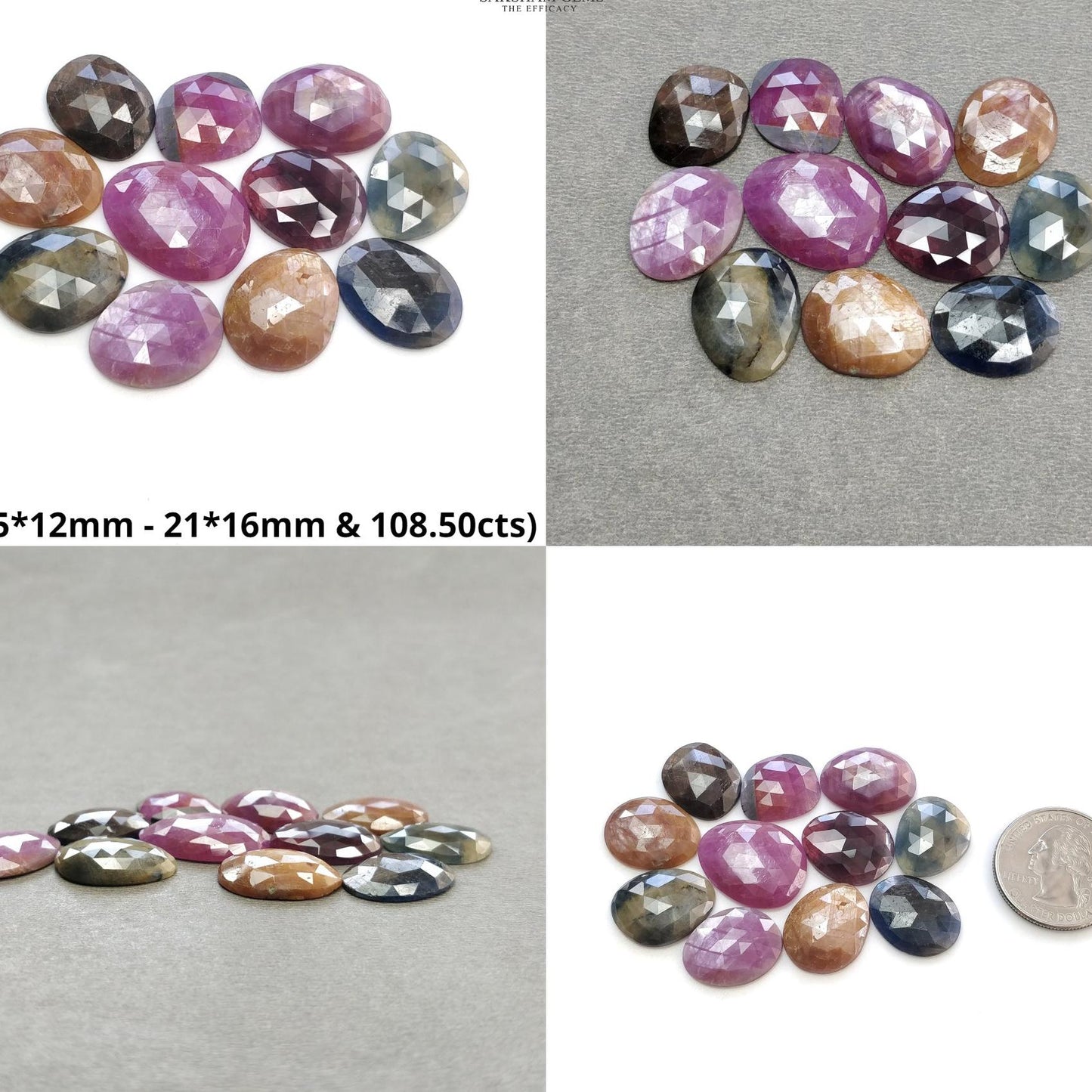 Multi Sapphire Gemstone Rose Cut : Natural Untreated Unheated Sapphire Multi Color Egg Shape Lot