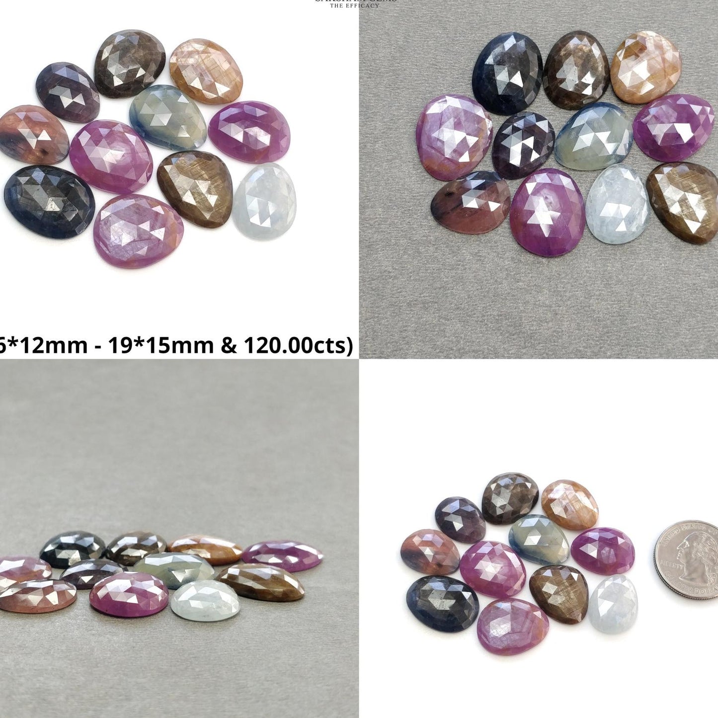 Multi Sapphire Gemstone Rose Cut : Natural Untreated Unheated Sapphire Multi Color Egg Shape Lot