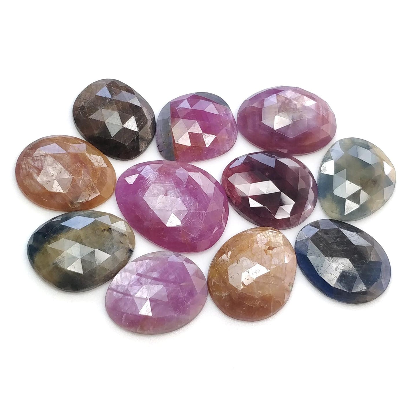 Multi Sapphire Gemstone Rose Cut : Natural Untreated Unheated Sapphire Multi Color Egg Shape Lot