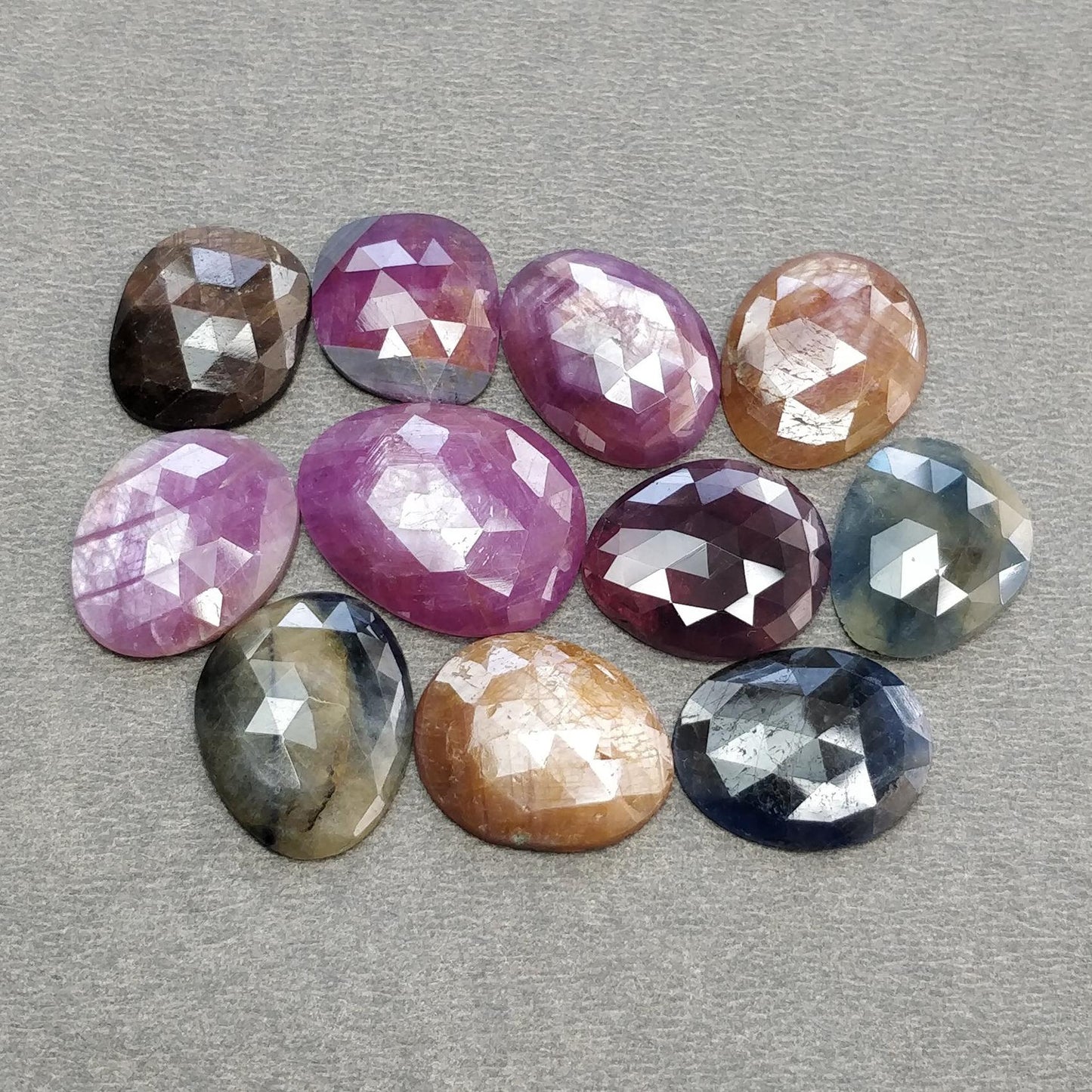 Multi Sapphire Gemstone Rose Cut : Natural Untreated Unheated Sapphire Multi Color Egg Shape Lot