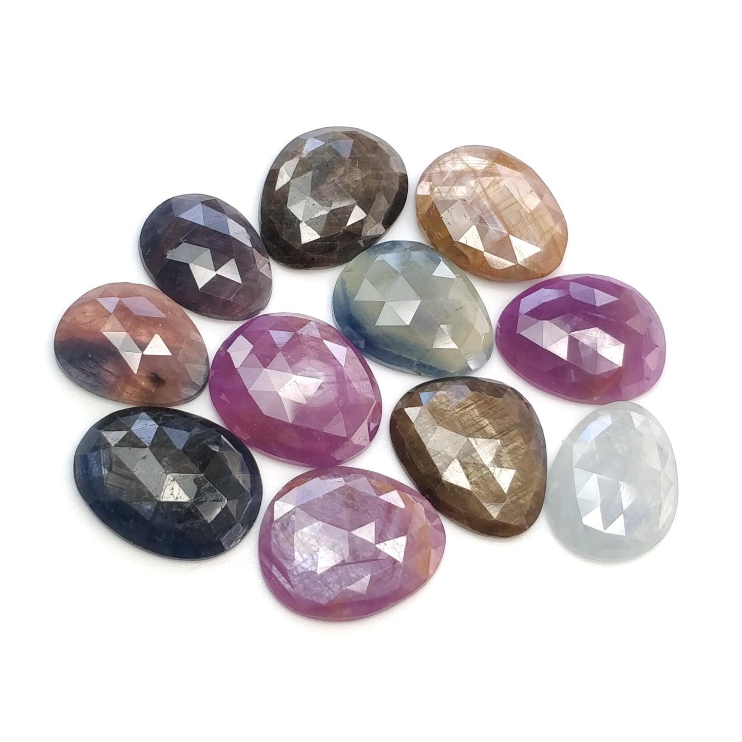 Multi Sapphire Gemstone Rose Cut : Natural Untreated Unheated Sapphire Multi Color Egg Shape Lot