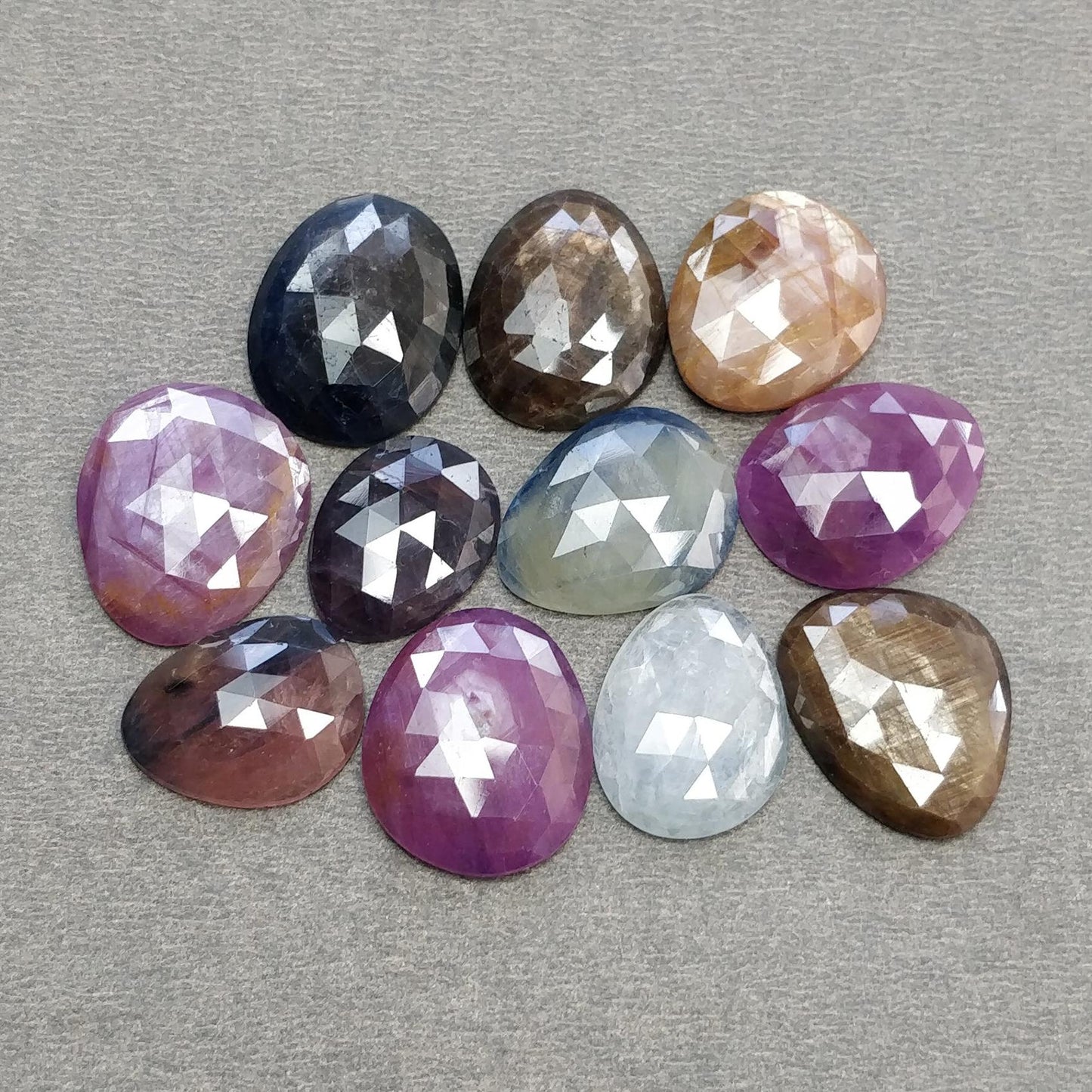 Multi Sapphire Gemstone Rose Cut : Natural Untreated Unheated Sapphire Multi Color Egg Shape Lot