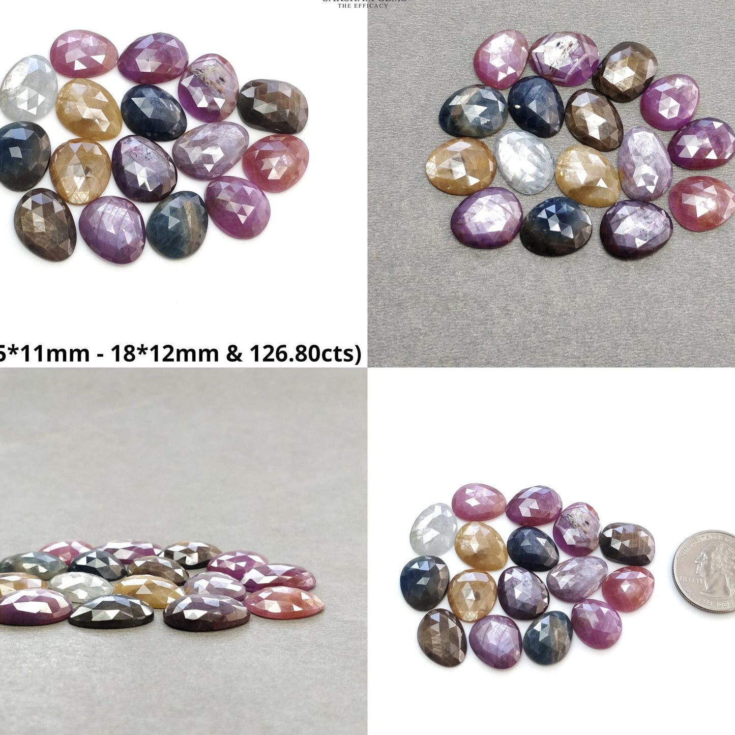 Multi Sapphire Gemstone Rose Cut : Natural Untreated Unheated Sapphire Multi Color Egg Shape Lot