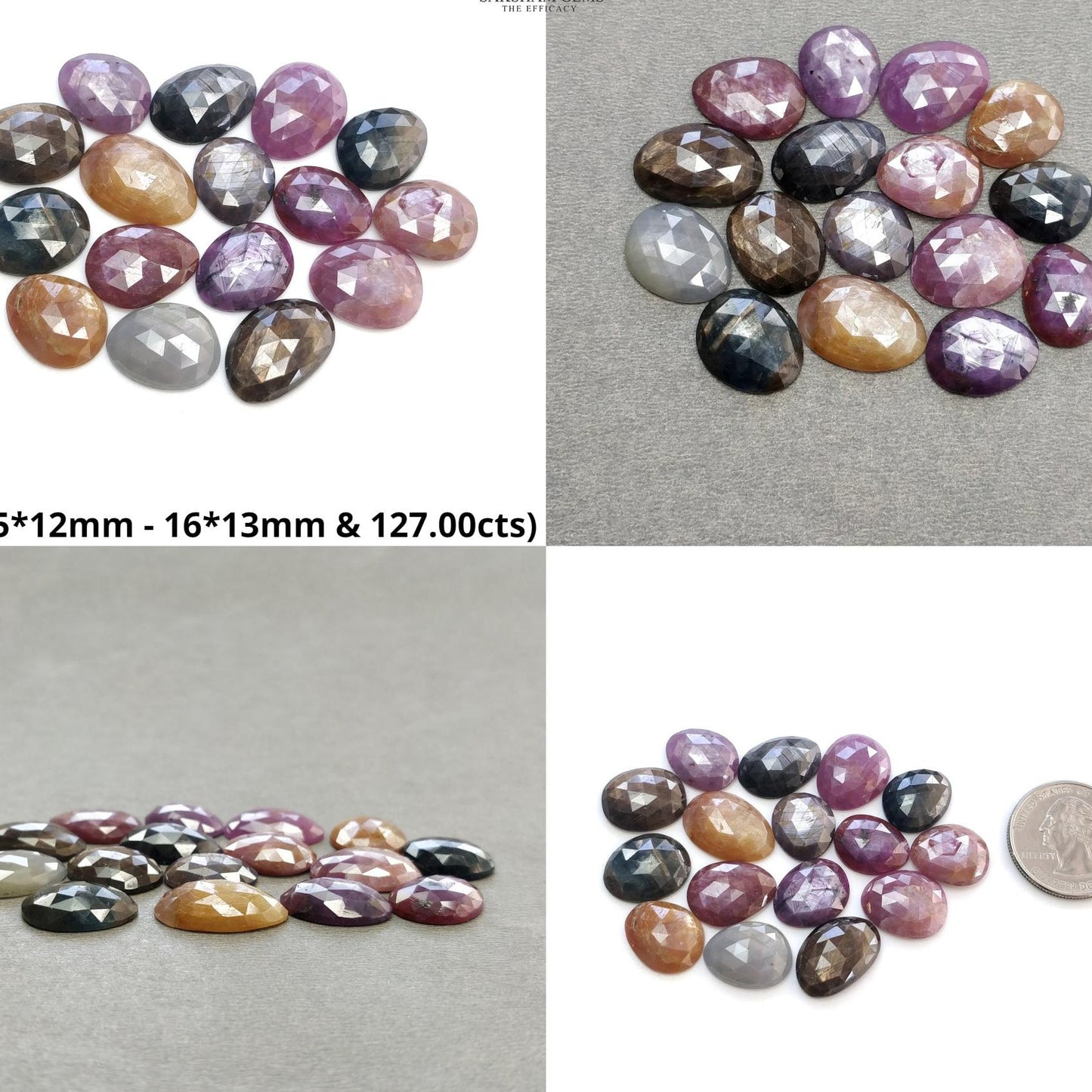 Multi Sapphire Gemstone Rose Cut : Natural Untreated Unheated Sapphire Multi Color Egg Shape Lot