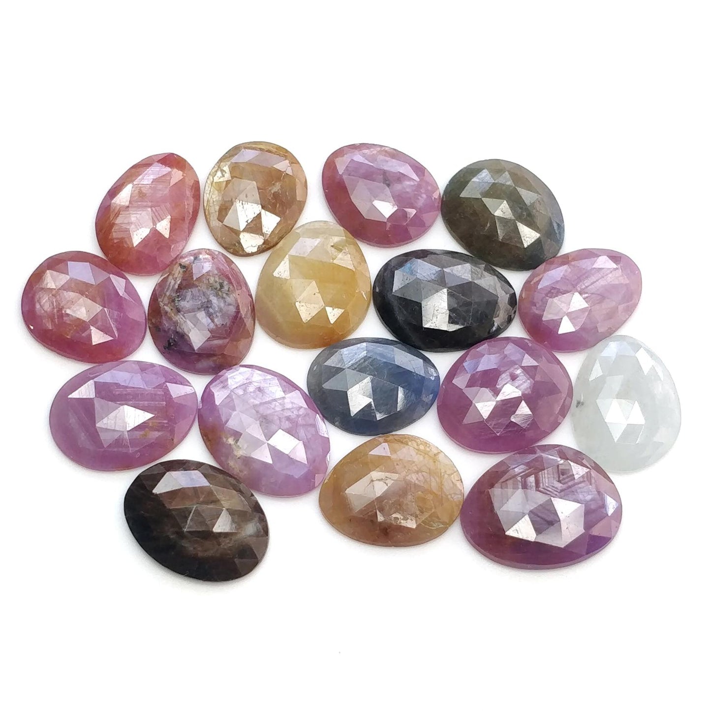 Multi Sapphire Gemstone Rose Cut : Natural Untreated Unheated Sapphire Multi Color Egg Shape Lot