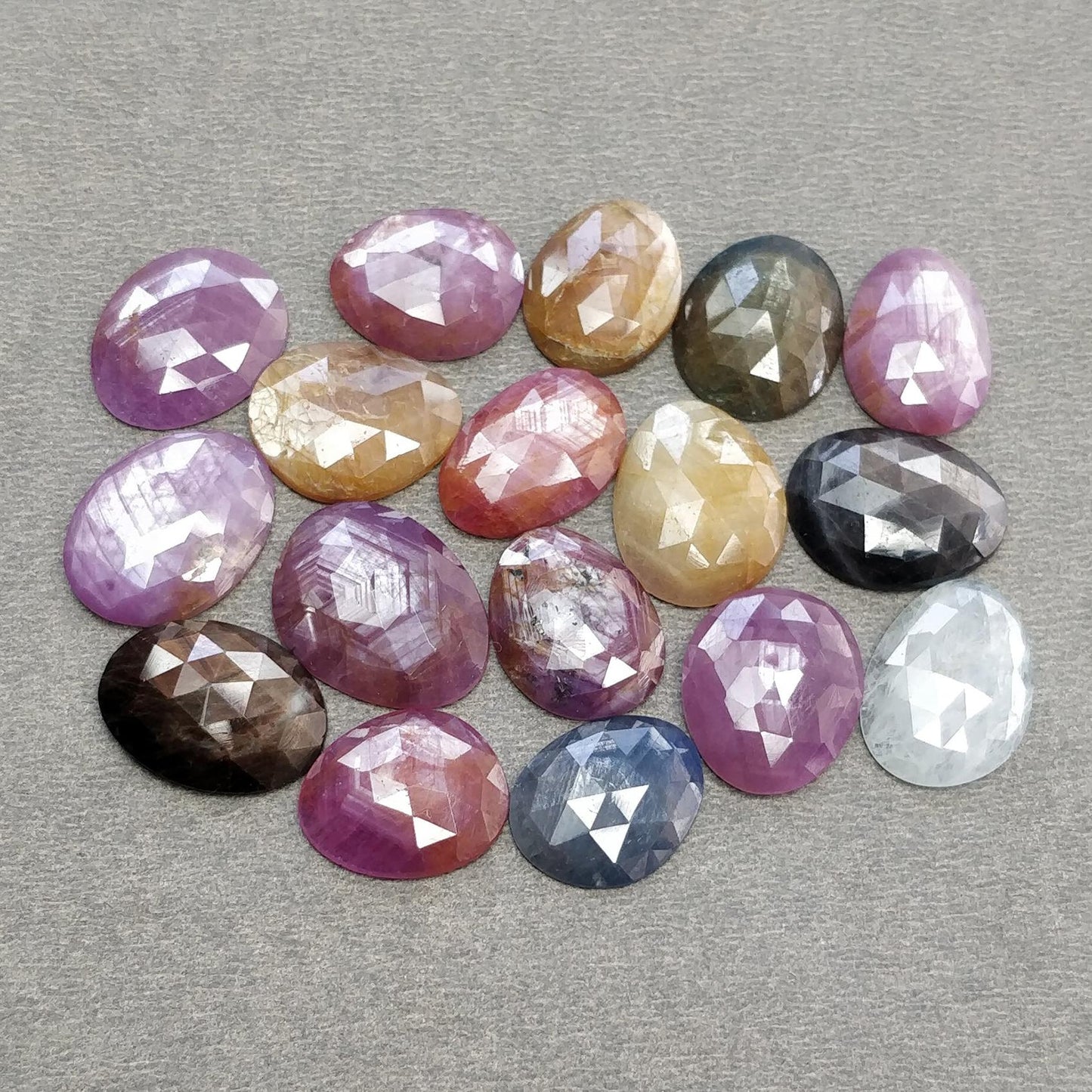 Multi Sapphire Gemstone Rose Cut : Natural Untreated Unheated Sapphire Multi Color Egg Shape Lot