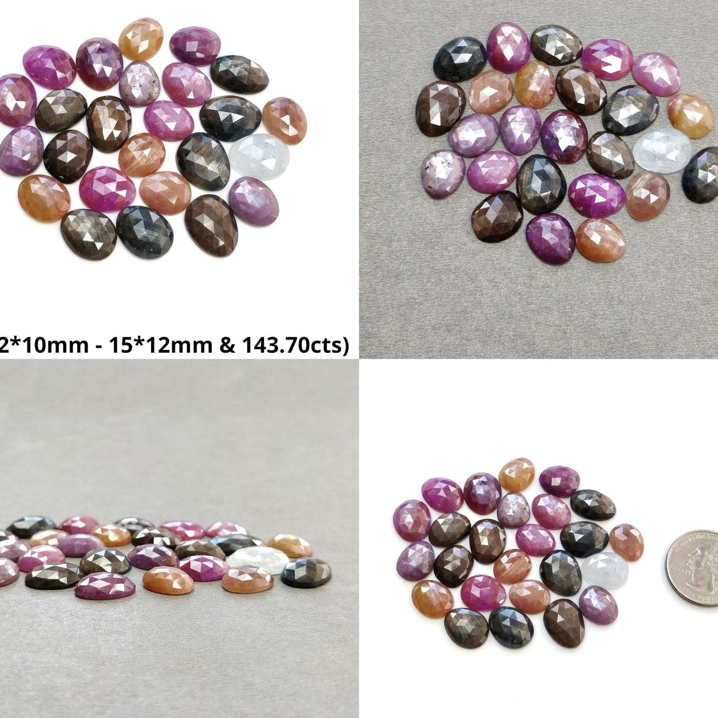 Multi Sapphire Gemstone Rose Cut : Natural Untreated Unheated Sapphire Multi Color Egg Shape Lot
