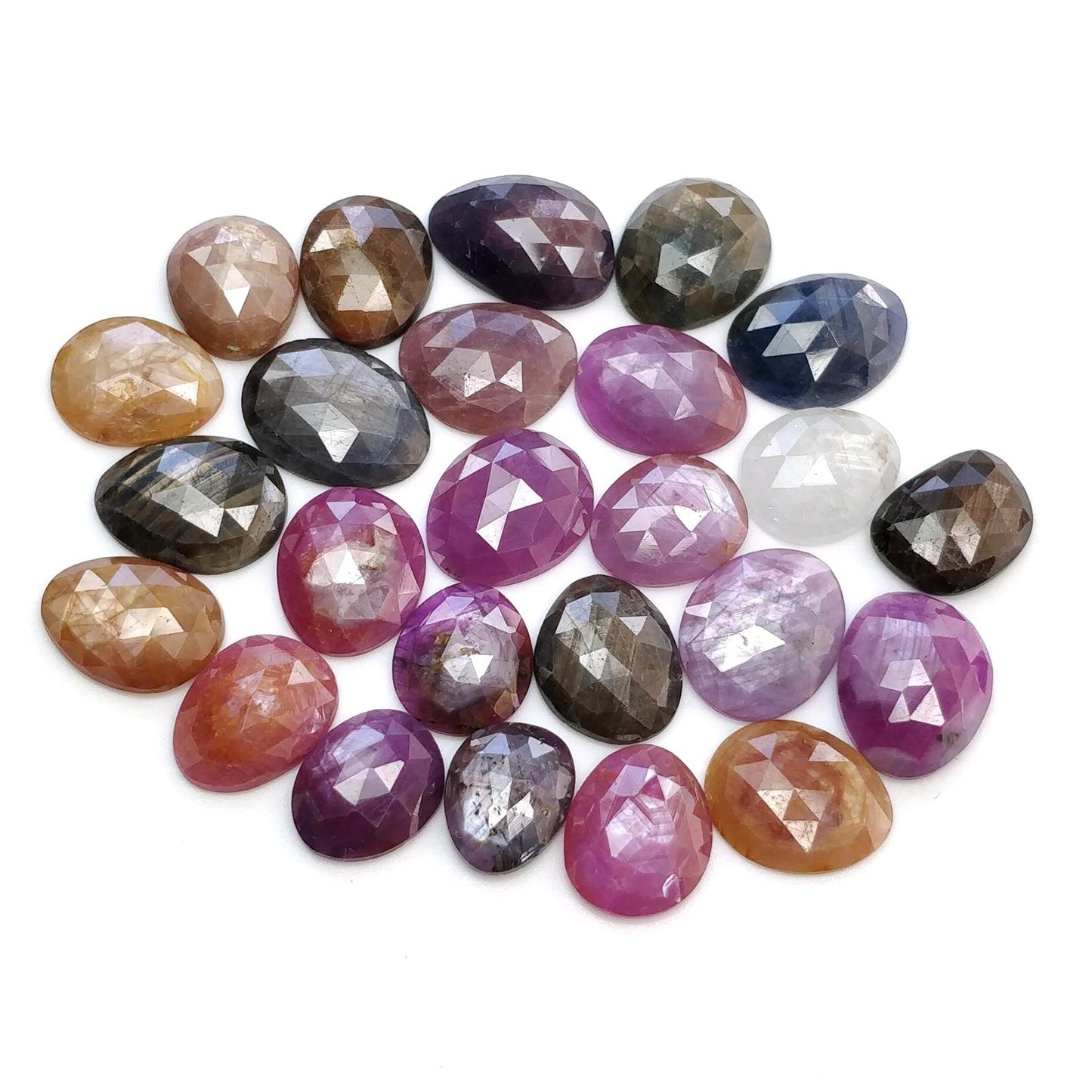 Multi Sapphire Gemstone Rose Cut : Natural Untreated Unheated Sapphire Multi Color Egg Shape Lot