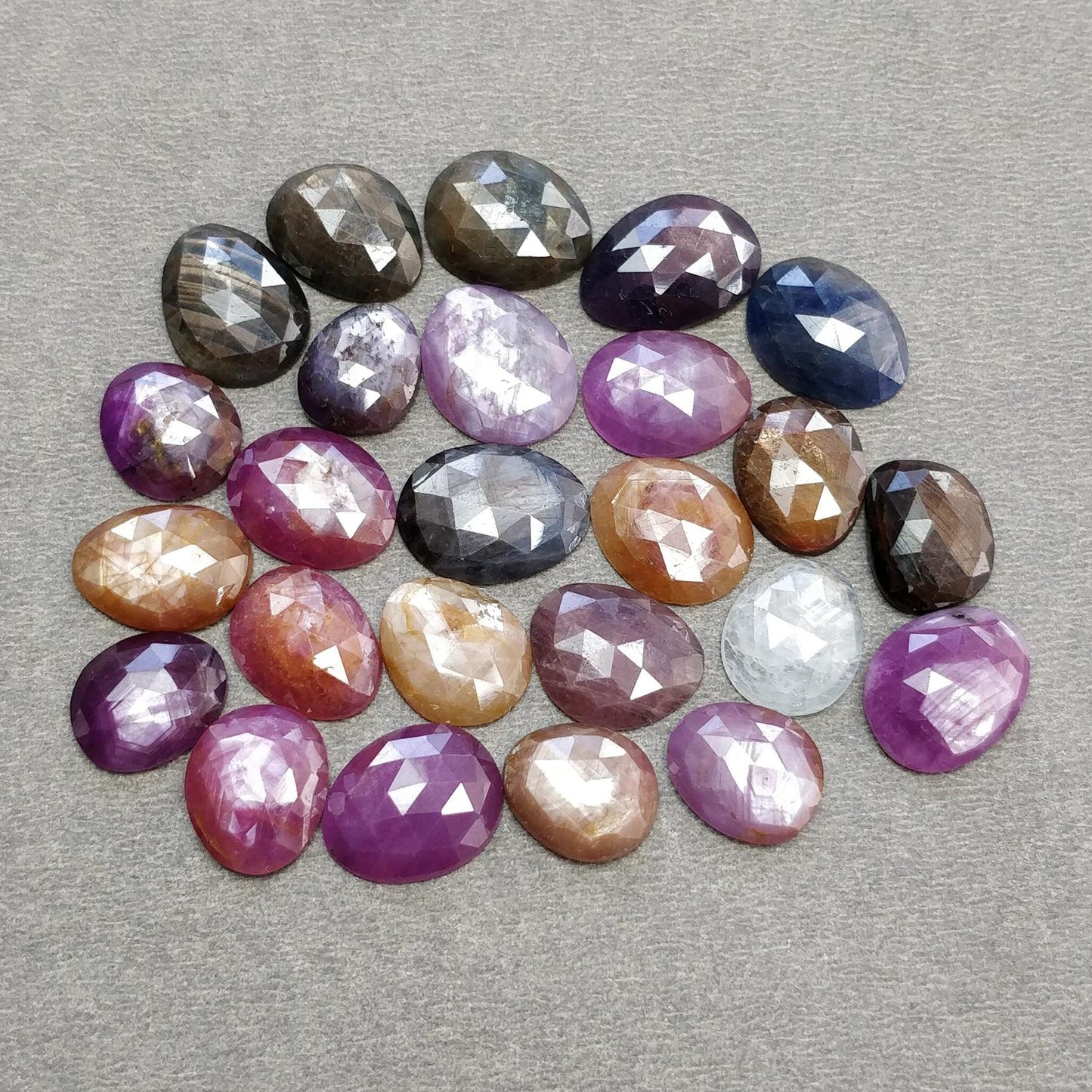 Multi Sapphire Gemstone Rose Cut : Natural Untreated Unheated Sapphire Multi Color Egg Shape Lot