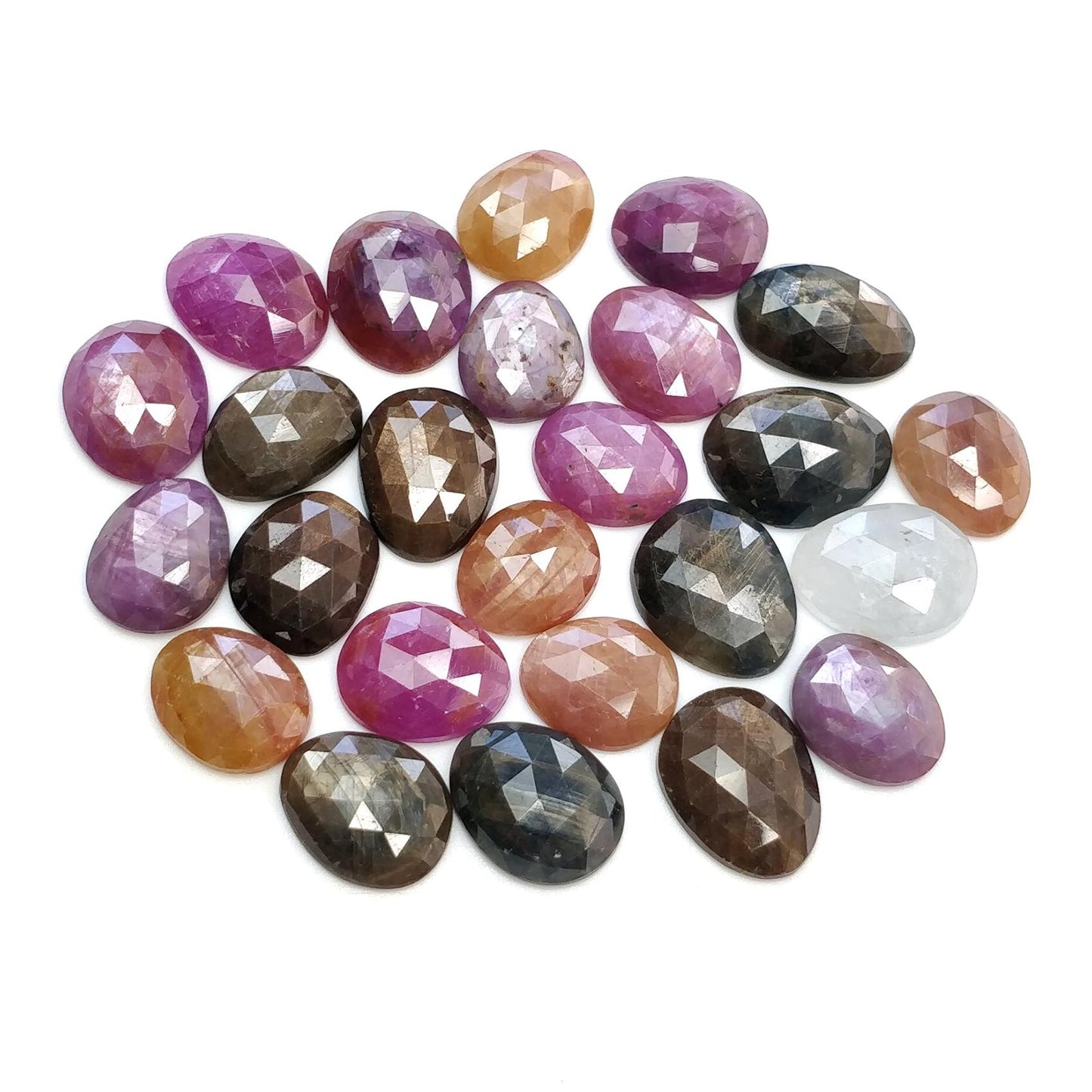 Multi Sapphire Gemstone Rose Cut : Natural Untreated Unheated Sapphire Multi Color Egg Shape Lot